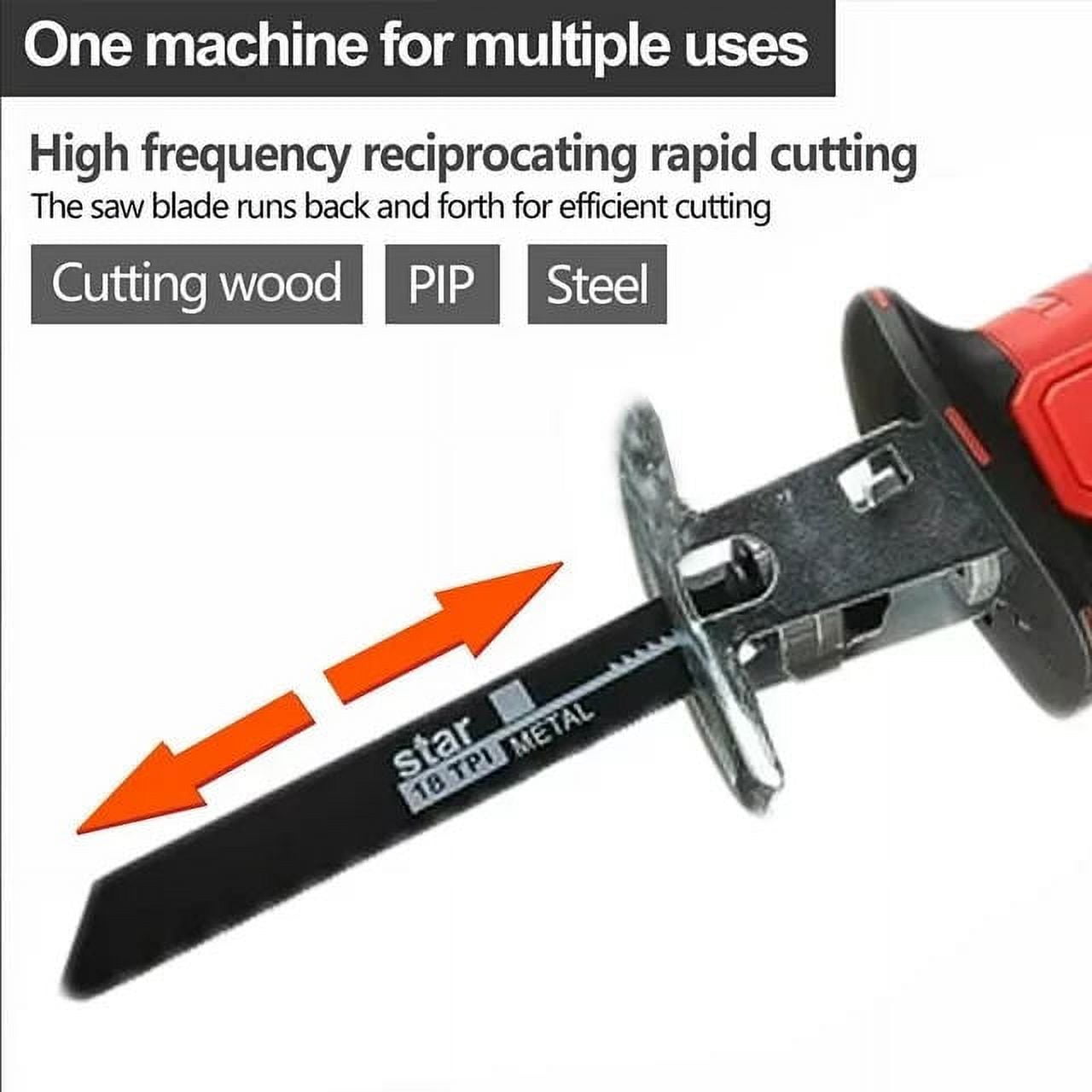 ANTNOMEXIN Cordless Reciprocating Saw Kit, Electric Power Hand Saw with 2 Batteries, Fast Charger, and 8 Saw Blades for Wood, Metal, and PVC Cutting 7fv66