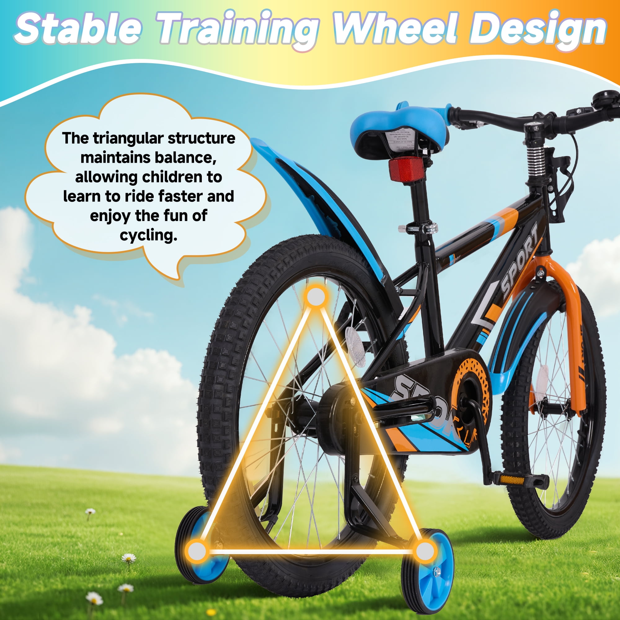 Naipo 20 Inch Kids Bike with Full Chain Guard and Anti-Slip Pedals (Black, 20 in) yzrrx