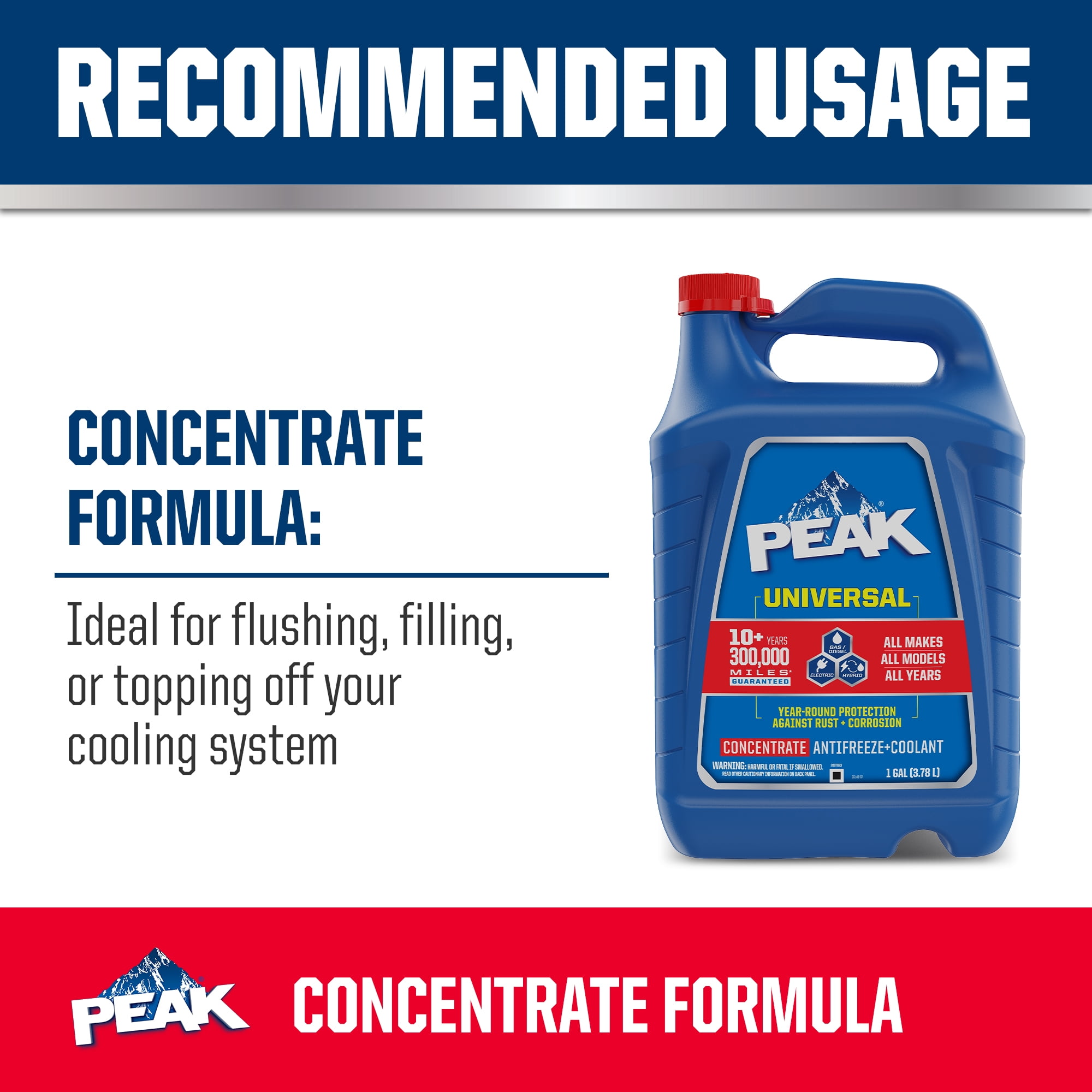PEAK Universal Concentrate Antifreeze and Coolant for All Vehicles (Yellow, 1 gal) gx0v8