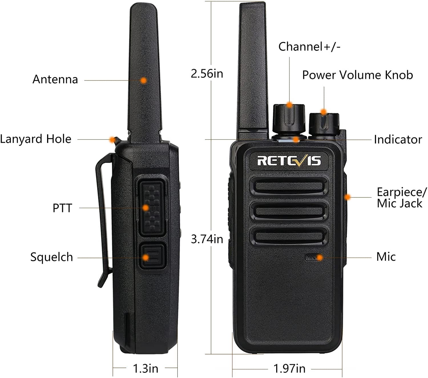 Retekess RT68 Two-Way Radios Long Range Walkie Talkies with Earpiece and Charging Base (10 Pack) vo4vc