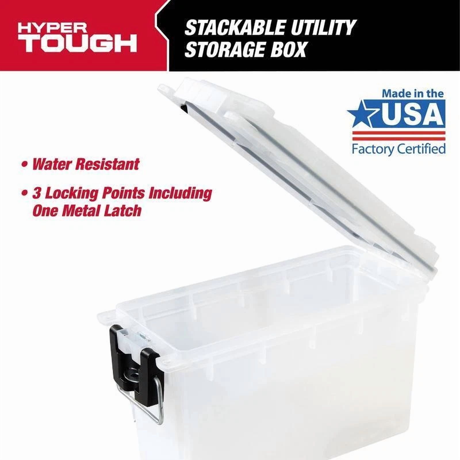 VAULT Durable Locking Stacking Utility Box Water Resistant Tool Storage (16 in x 12 in x 8 in) 61bob