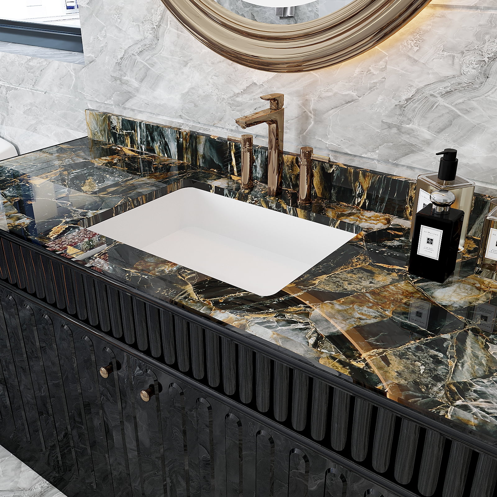 VEELIKE Marble Peel and Stick Countertop Contact Paper, Waterproof Vinyl Wallpaper for Kitchen and Furniture (Gold, 15.7 in x 118.1 in) uxclc