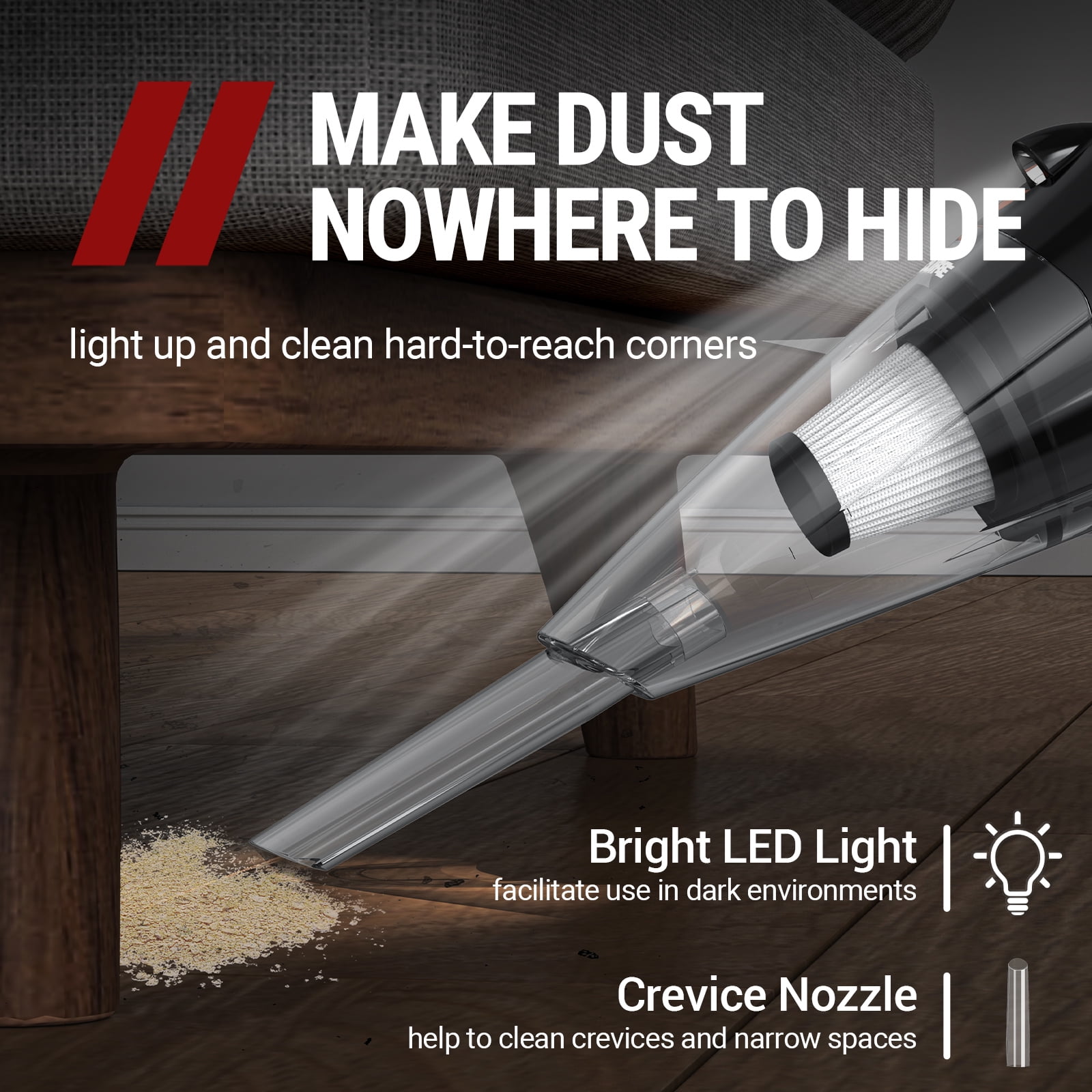 VacLife Handheld Vacuum Cordless Car Cleaner with HEPA Filter and LED Light (Orange, 1.46 lb) 3nkvo