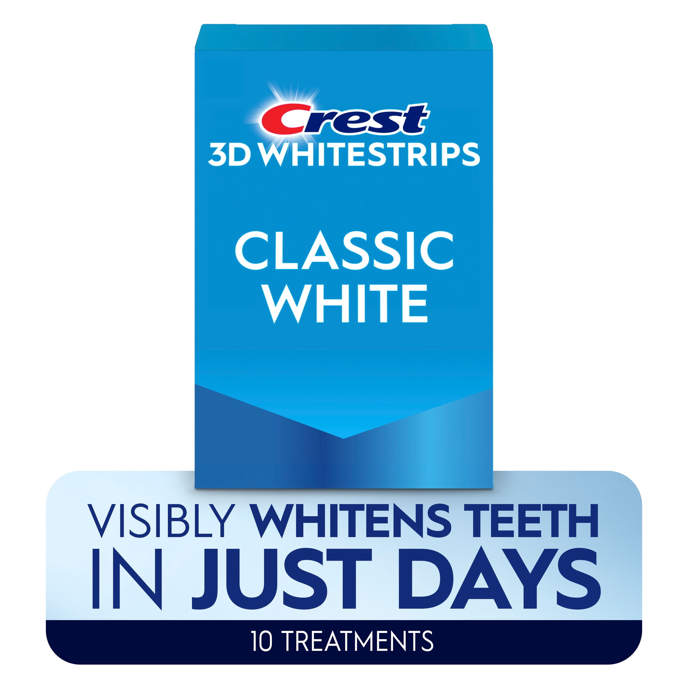 Crest 3DWhitestrips Classic White Teeth Whitening Kit (White, 10 Treatments) twslt