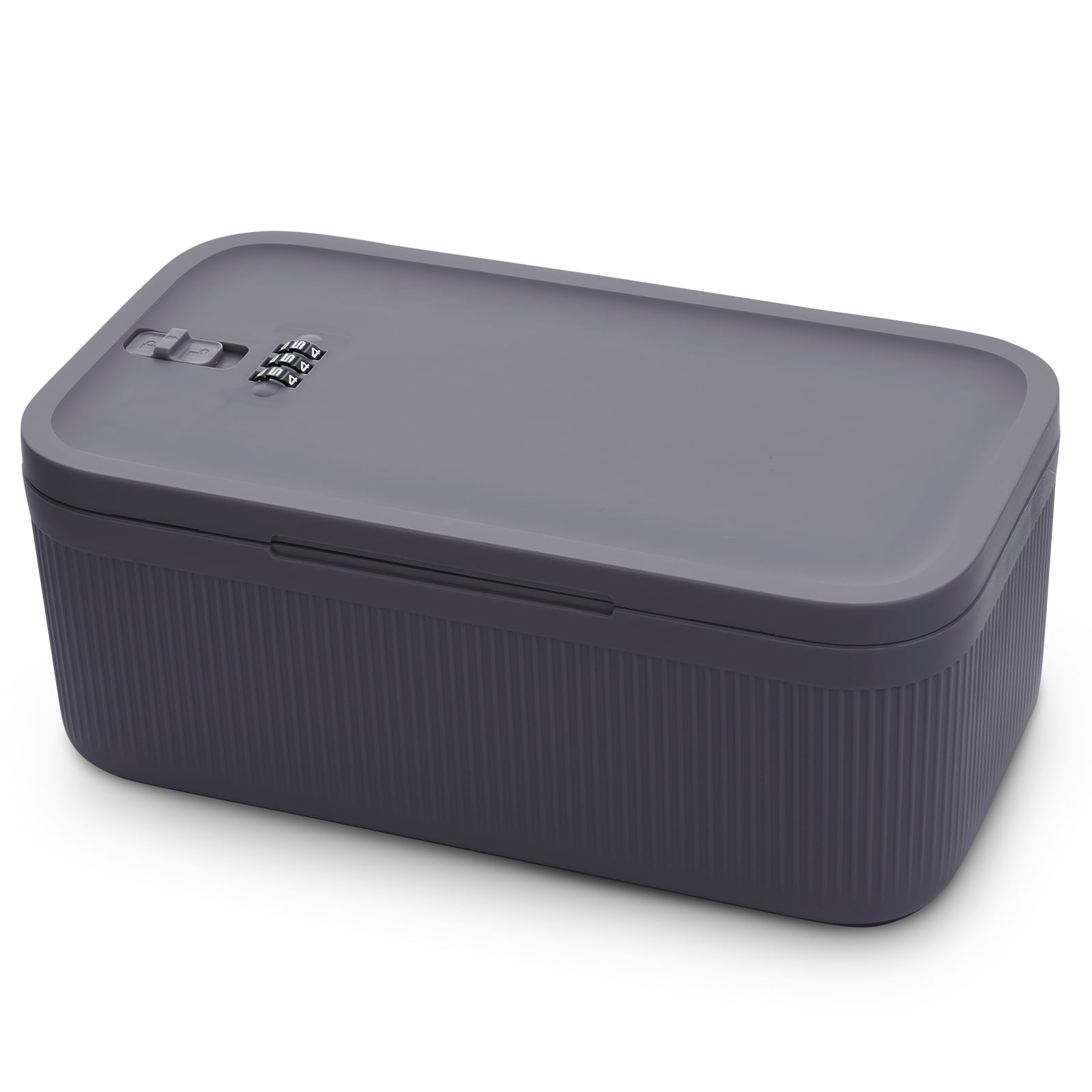 Locbbie Lockable Storage Box with 3-Digit Combination Code (Grey, 11.8 in x 7.9 in x 6.3 in) 53gfs