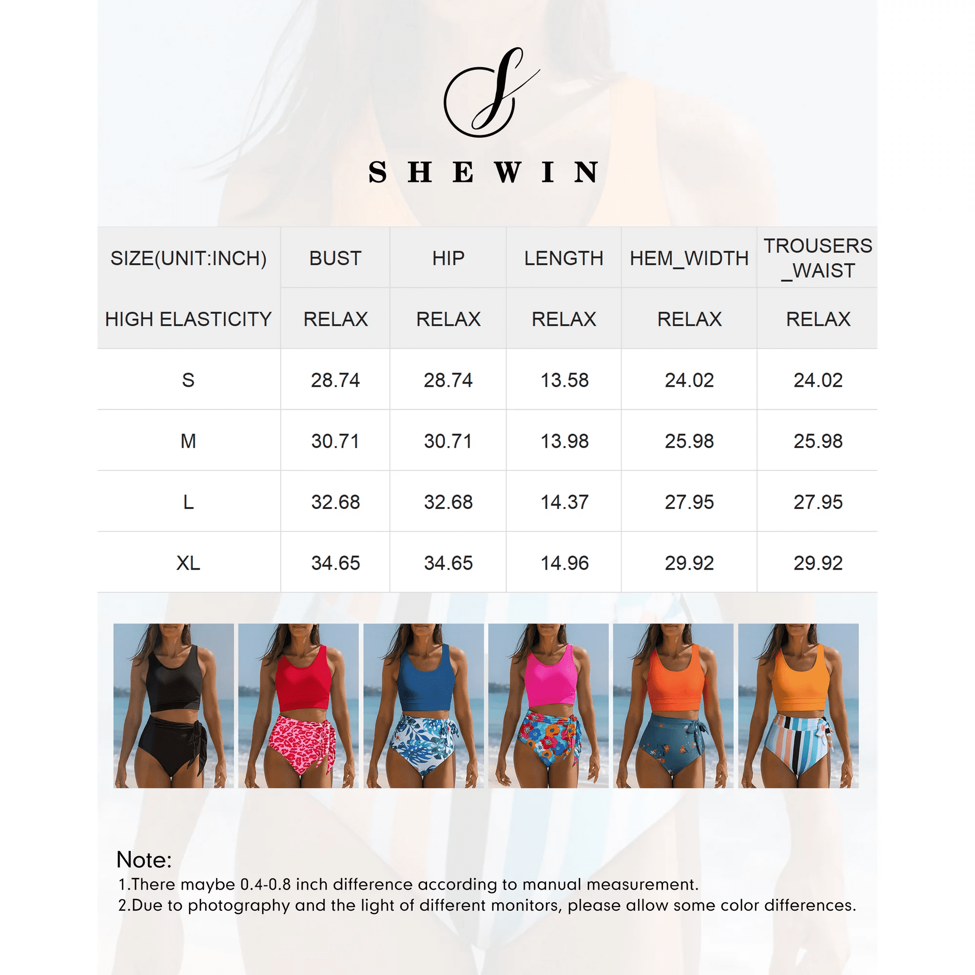 SHEWIN Womens 2-Piece Bikini Swimsuit Set Push Up Racerback High Cut Bathing Suit (Black, Small) aukho