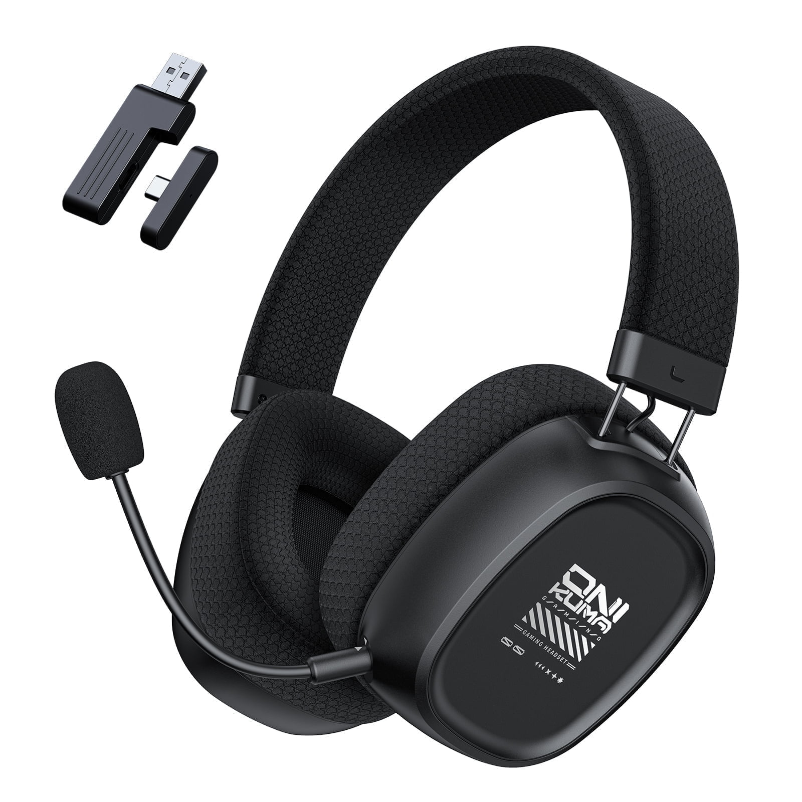 UVQYC Wireless Gaming Headset, 2.4G Bluetooth Surround Sound Headphones with Detachable Noise Canceling Mic (Black, 6.2 oz) dor9r