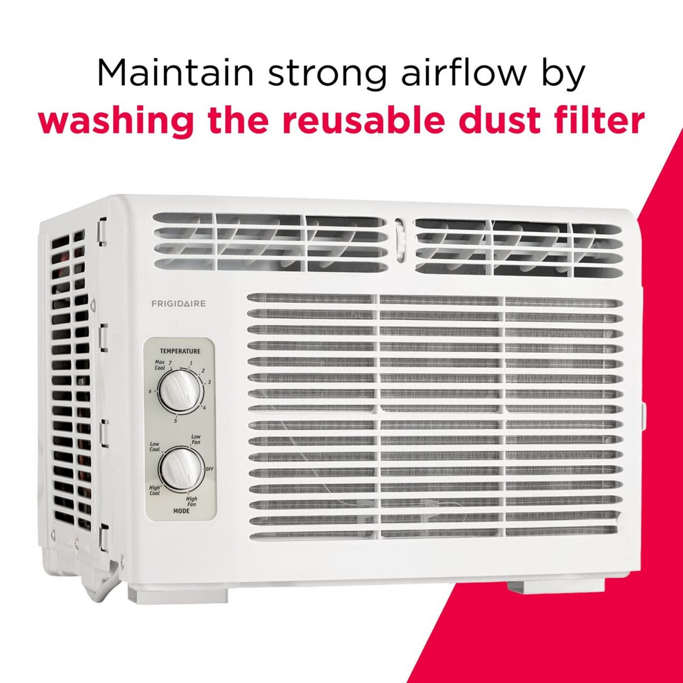 Frigidaire 5,000 BTU Window Air Conditioner for Small Rooms, Quiet Efficient Cooling (White, 150 sq. ft. Coverage) ewks9