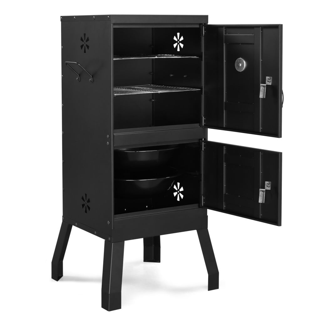 IVV Vertical Charcoal Smoker with Double Doors, Heavy-Duty Carbon Steel BBQ Grill for Outdoor Cooking (Black, 2-Rack) clunc - Image 2