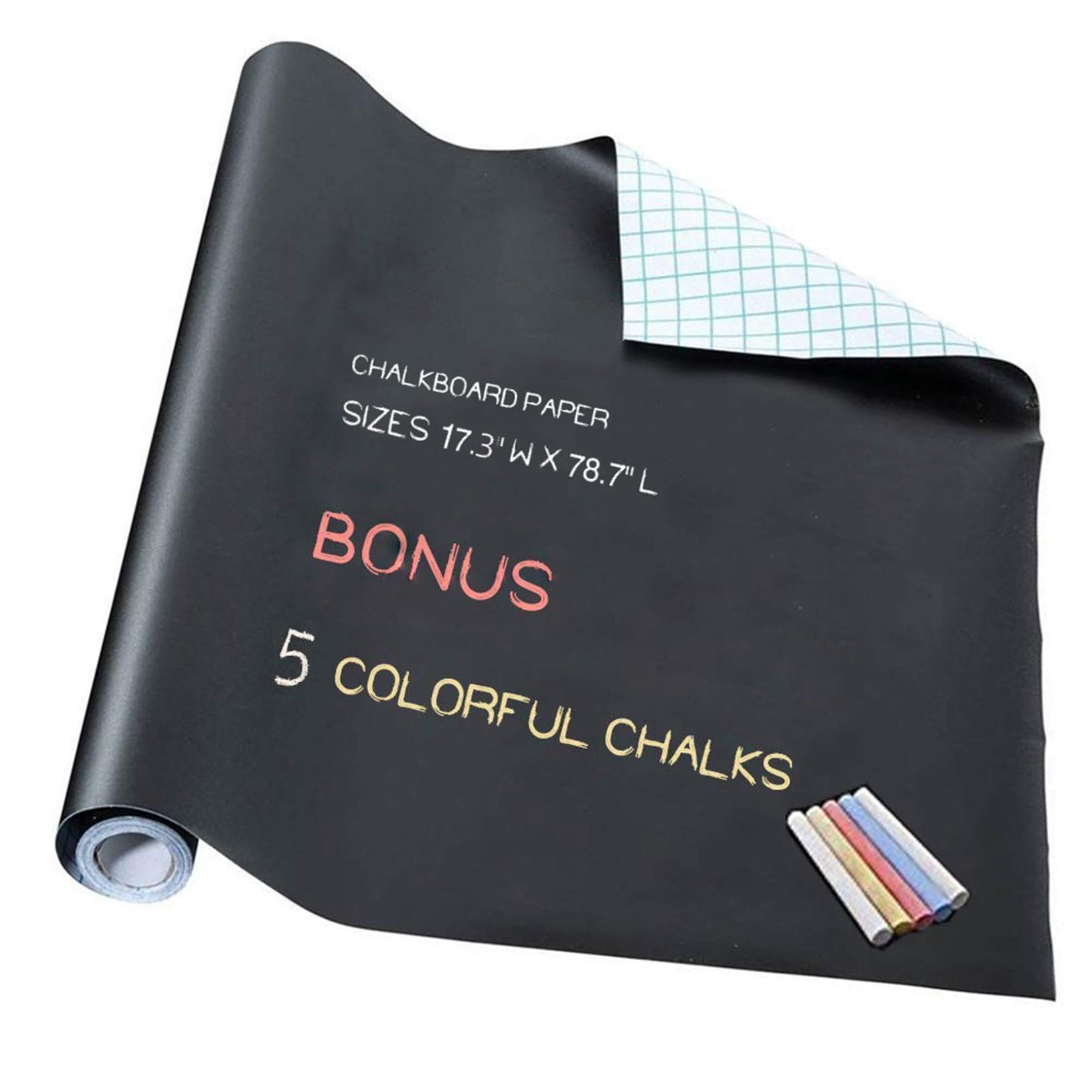 XRSIUX Chalkboard Wall Sticker Roll, Peel and Stick Blackboard Contact Paper for DIY Projects (Black, 18 in x 79 in) ezj2x