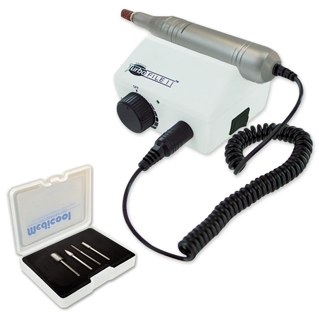 Medicool Turbo File II Electric Nail Drill Professional Manicure Pedicure Tool (30,000 RPM, 2-Piece Bit Kit) j783n