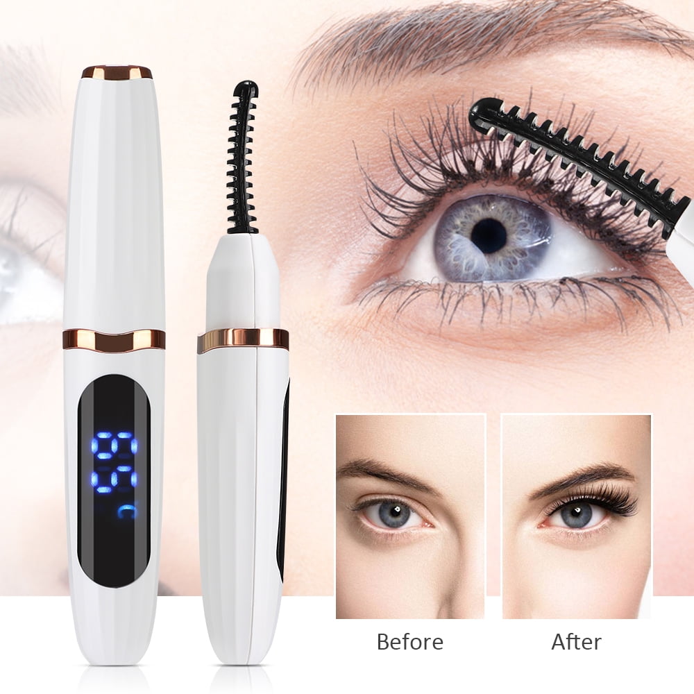 AITREE Electric Heated Eyelash Curler Rechargeable Professional Lash Lifting Tool with LED Display (White, 1 Count) n7nwl