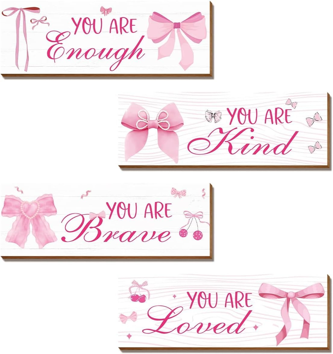 Xiyadun Positive Affirmations Wall Art Decor, Inspirational Pink Room Decor for Teen Girls (Pink, 4 Pcs) xryaq