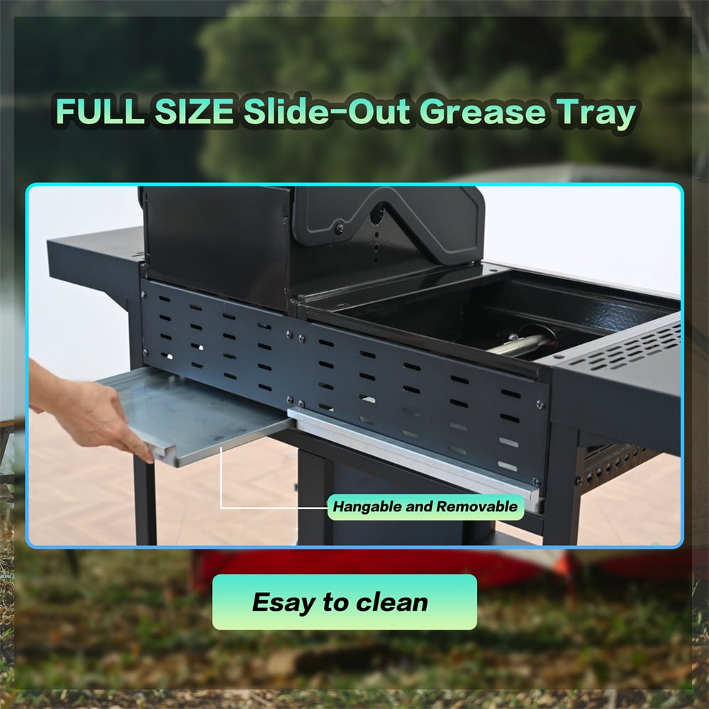 YIORTWO 4-Burner Propane Gas Grill and Griddle Combo with Pizza Oven (Black, 690 sq in) 73twn