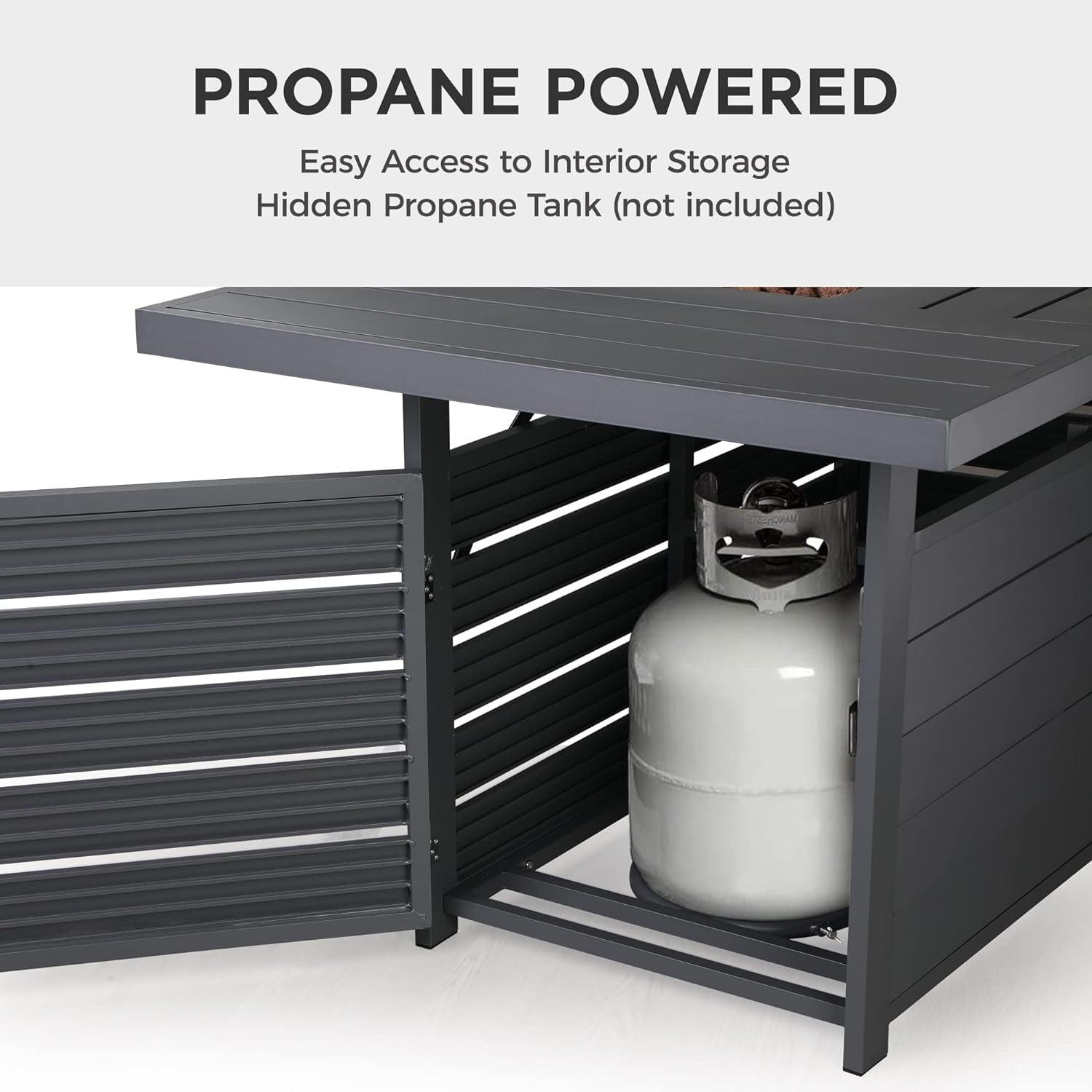 Cozy Home Rectangular Propane Fire Pit Table with 50,000 BTU Heat Output (Grey, 54.33 in x 31.89 in) sblyp