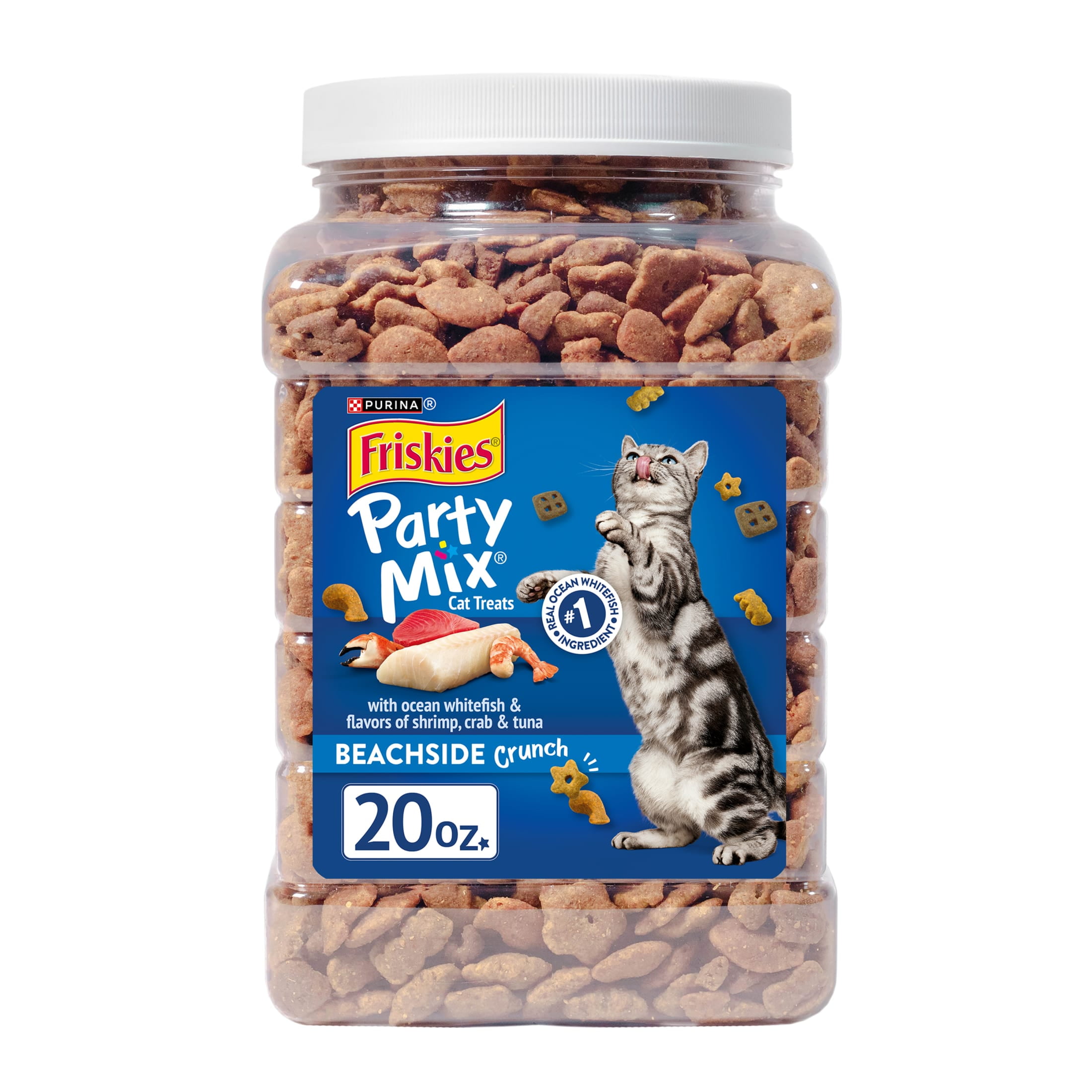 Friskies Party Mix Beachside Crunch Cat Treats (Seafood Medley, 3 Pack, 20 oz) oaslr