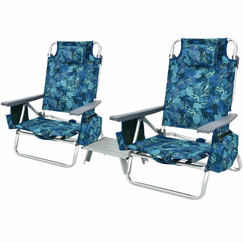Spaco 5-Position Outdoor Folding Backpack Beach Chair Set (Blue, 2 Pack) uvb47 - Image 2