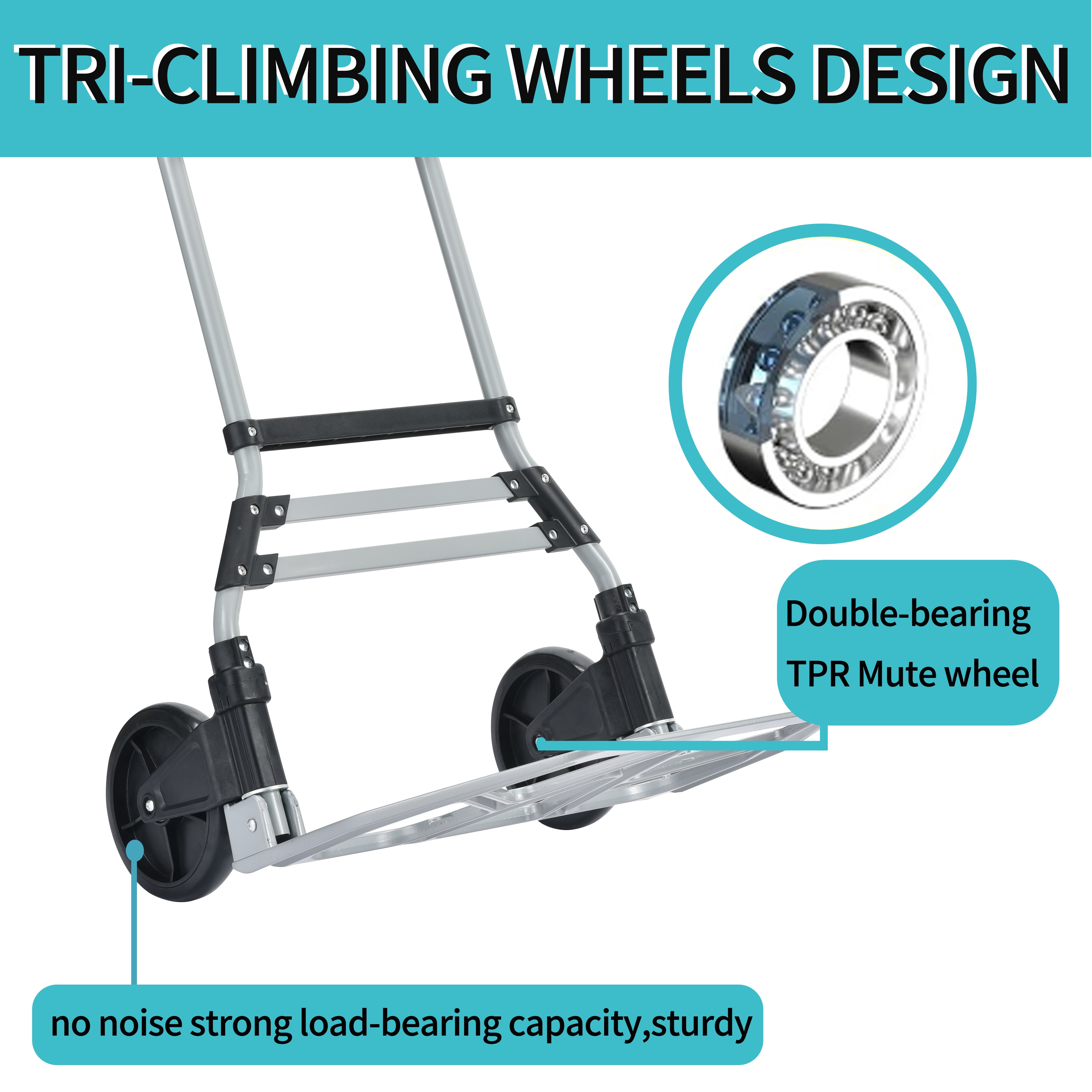Takira Folding Hand Truck, Portable Aluminum 2-Wheel Dolly with Rotatable Handle (Black, 400 lb) akh65