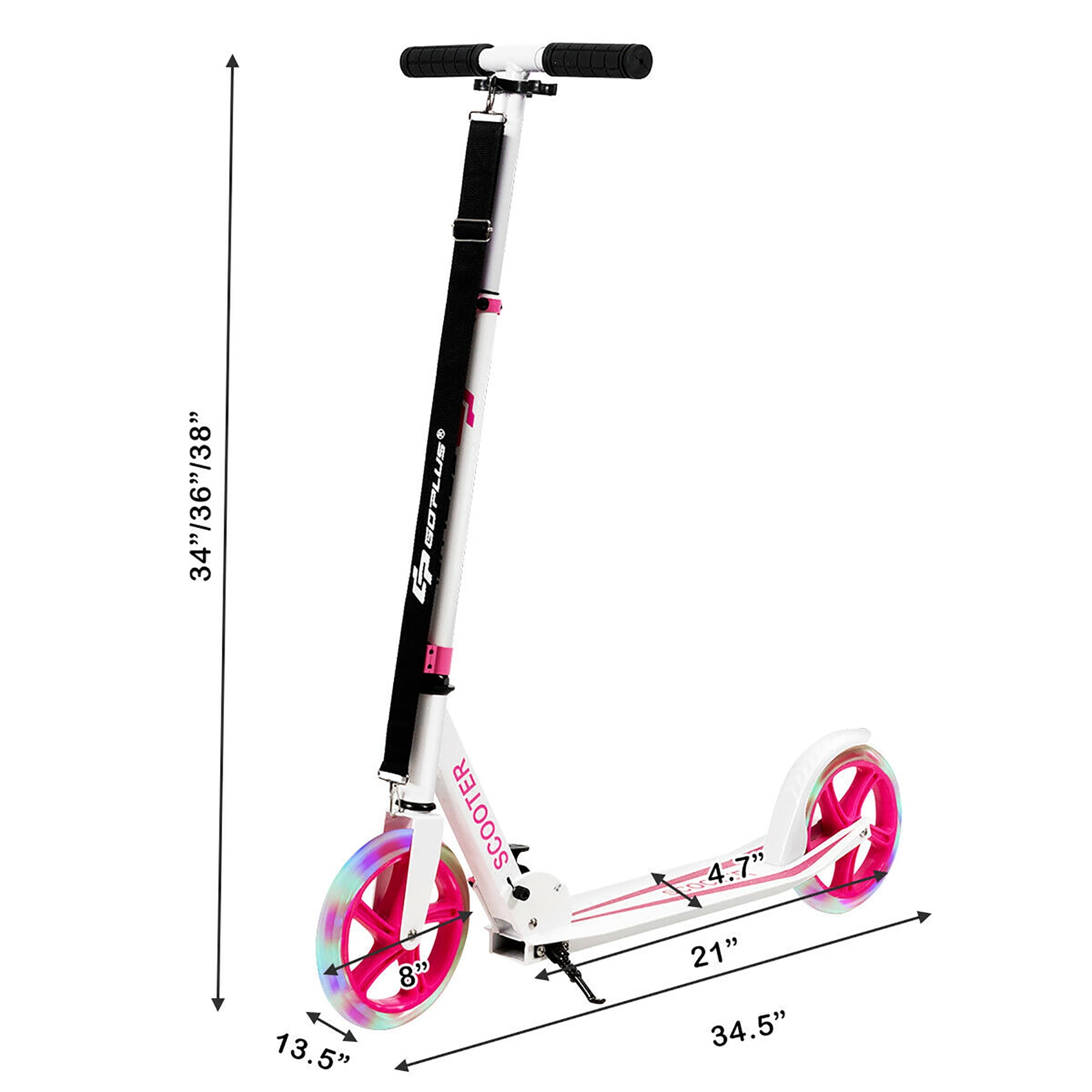 Costway Folding Kick Scooter with LED Light-Up Wheels (Pink, 8.5 lb) ayp7d