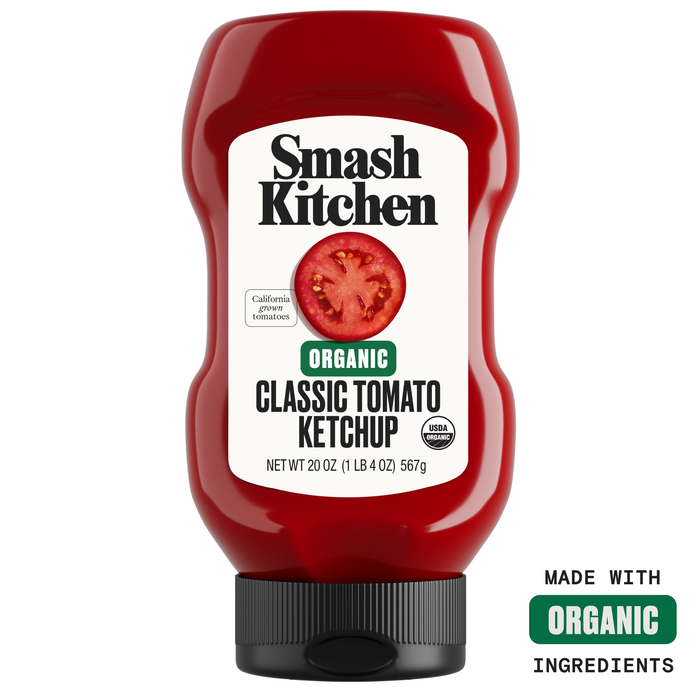 Smash Kitchen Organic Tomato Ketchup, Classic Rich Flavor (20 oz) j8gtw