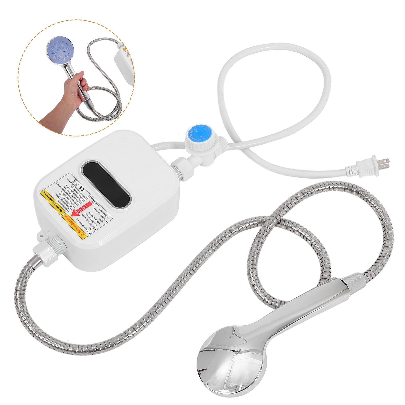 Bestonzon Instant Electric Water Heater Tankless Shower and Faucet System (White, 110V) ox7jc