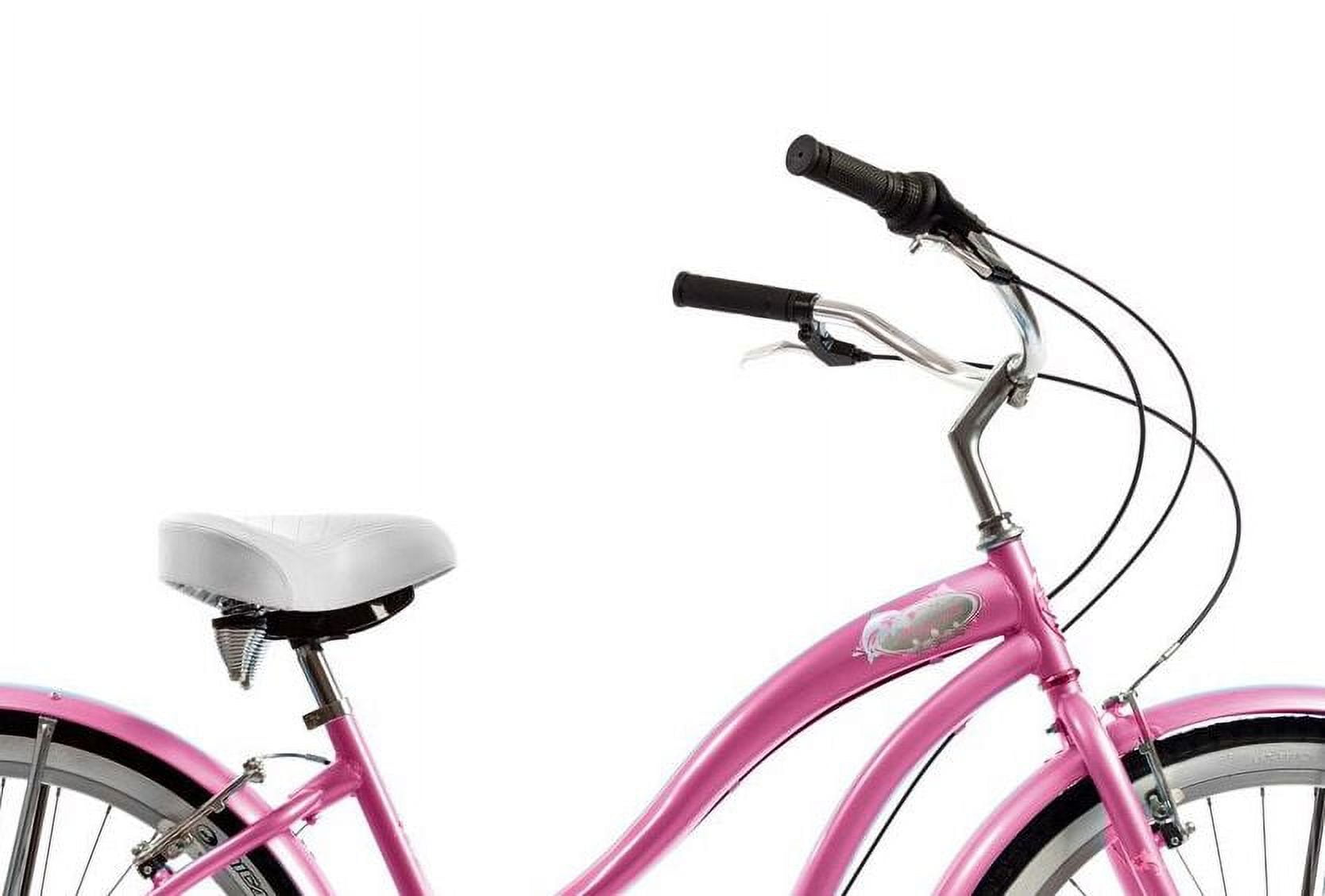 Wonder Wheels 26 in. Beach Cruiser Bicycle (7 Speed, Pink Rims) l51w2