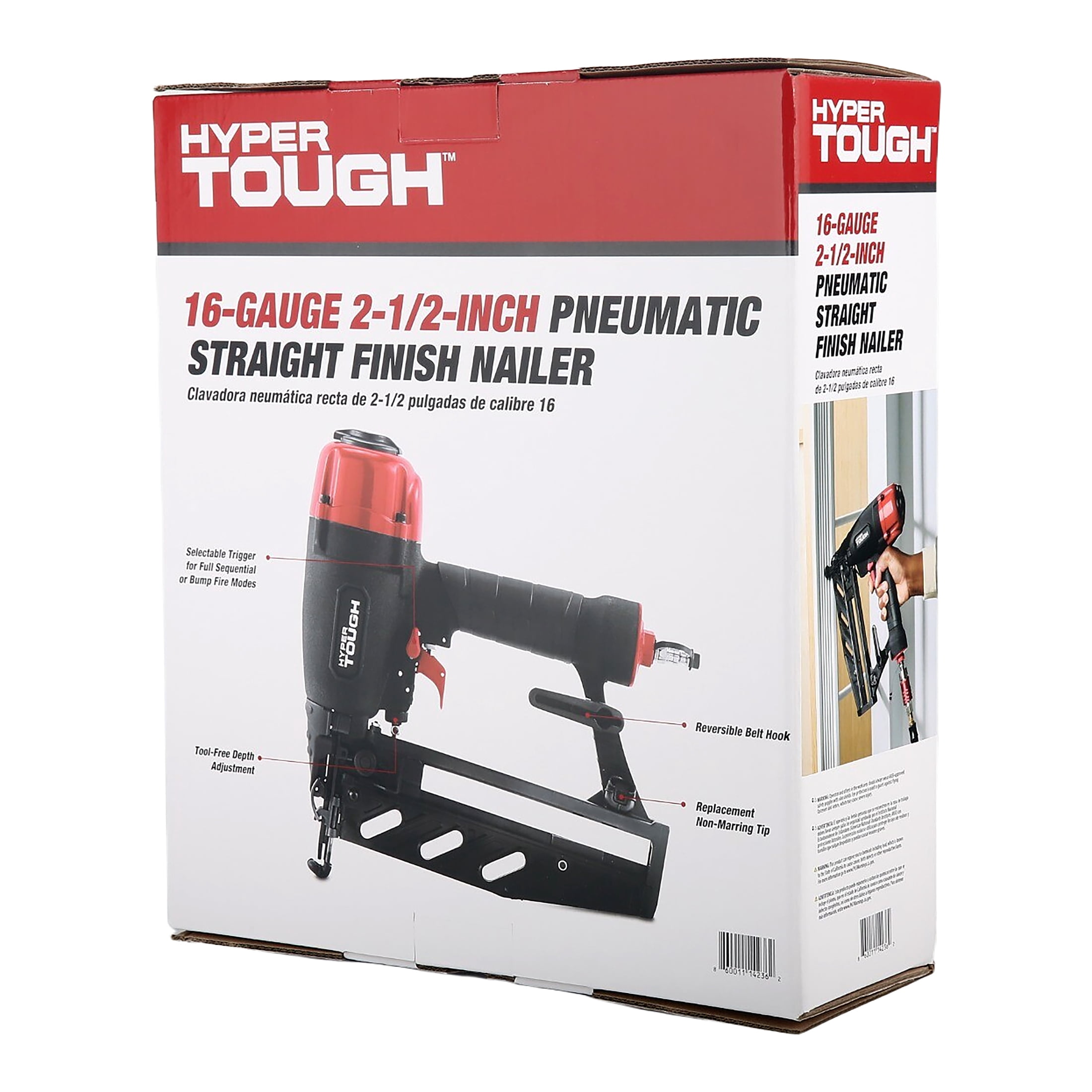 Hyper Tough 16-Gauge Pneumatic Straight Finish Nailer (Black, 2.5 in) b4rtl - Image 10