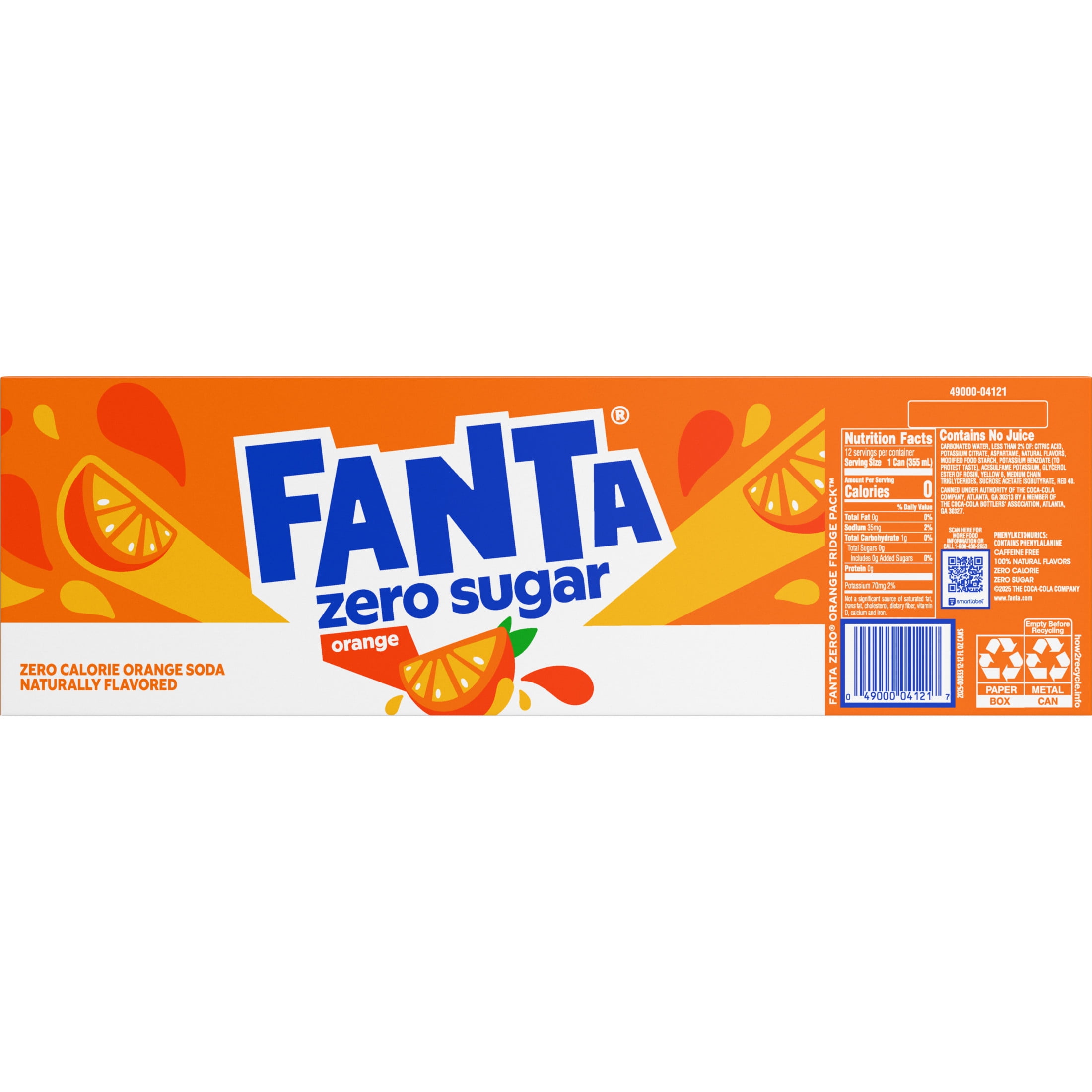 Fanta Zero Sugar Orange Soda, Refreshing Fruit Flavored Soft Drink (Orange, 12 fl oz, 12 Pack) pvm87