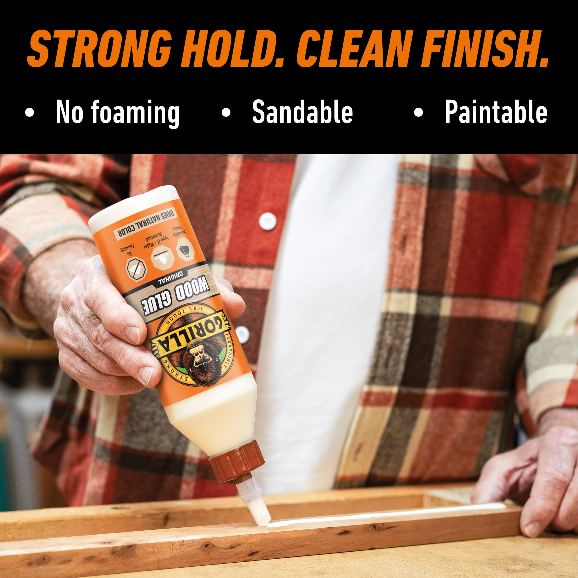 Gorilla Wood Glue, Moisture Resistant Adhesive for Indoor and Outdoor Projects (White, 18 oz) hk7x5