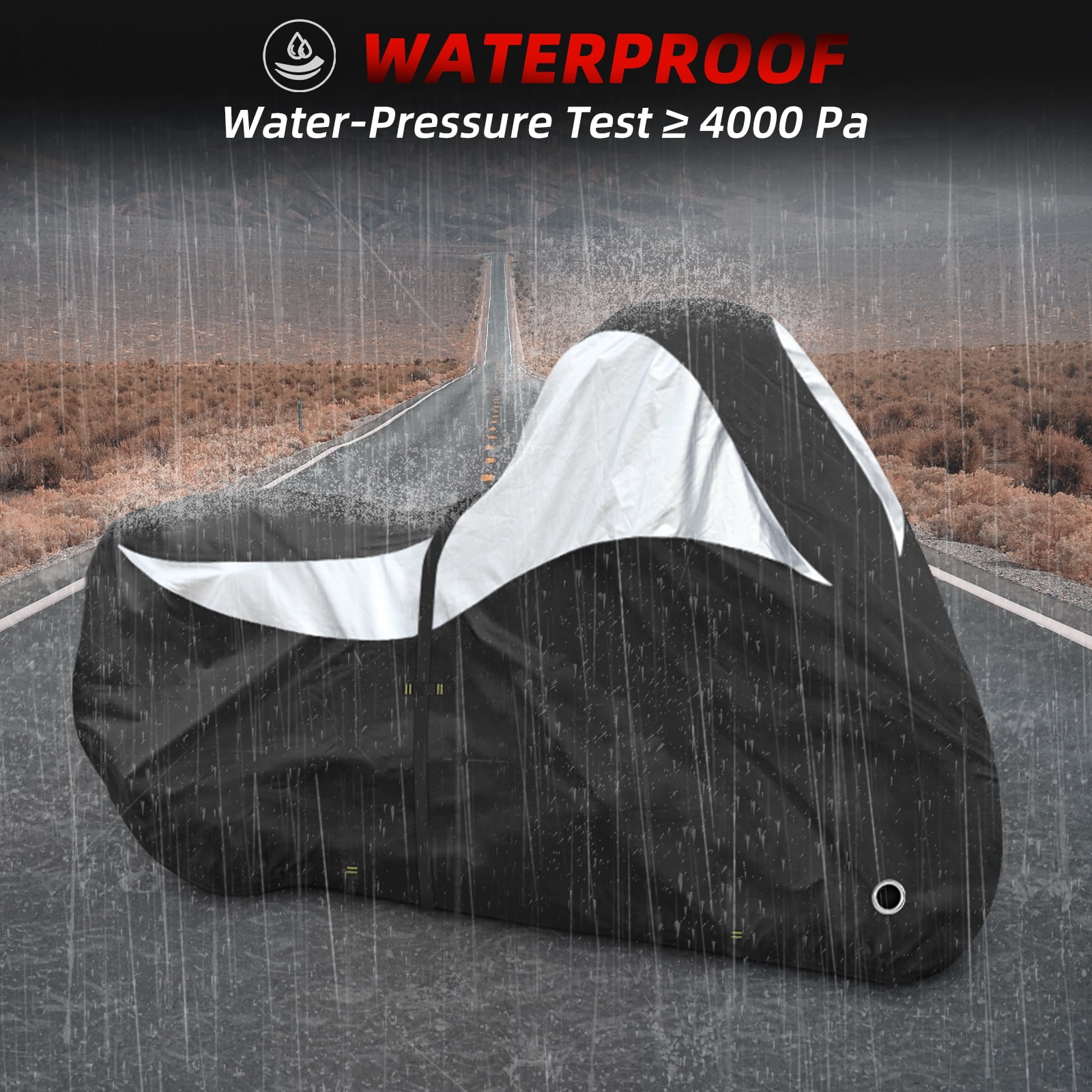 Zenicham 600D Motorcycle Cover Heavy Duty Waterproof Outdoor Storage Shield (Black, 96 in) zdcvx