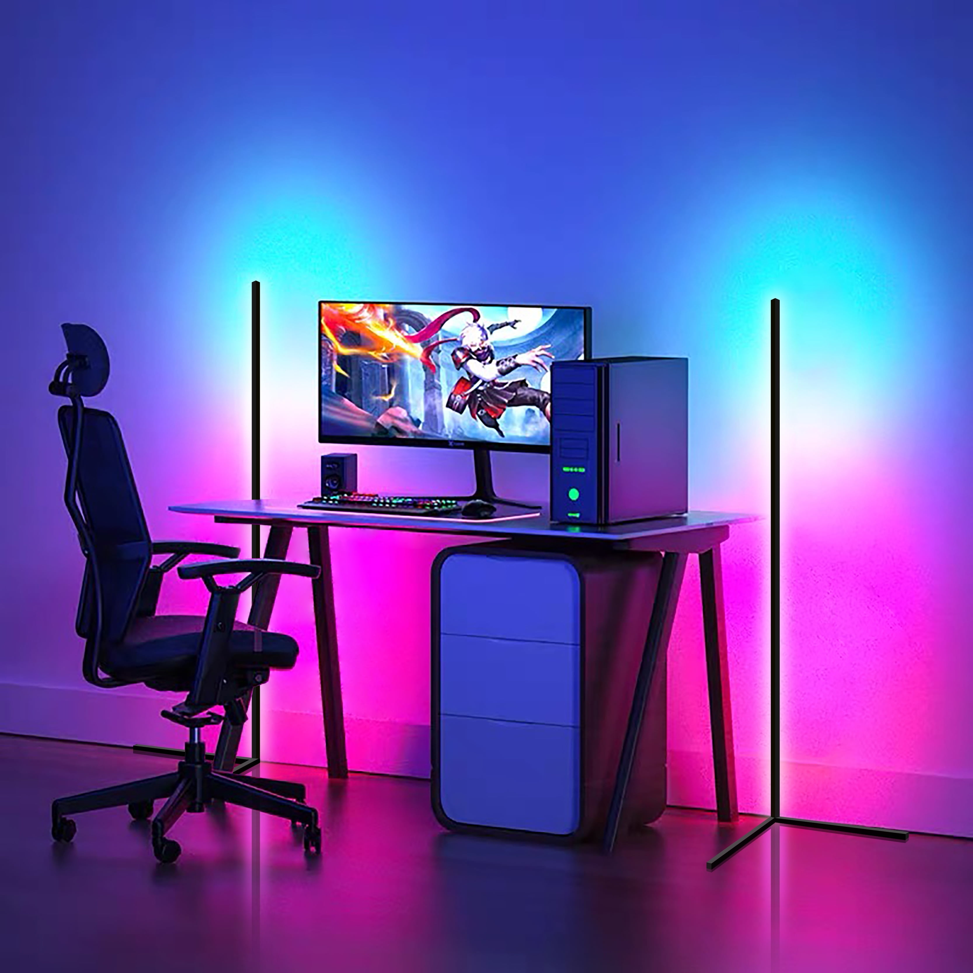 EP Light RGB Metal Corner Floor Lamp Minimalist LED Standing Light with Remote Control (55 in) o15t9