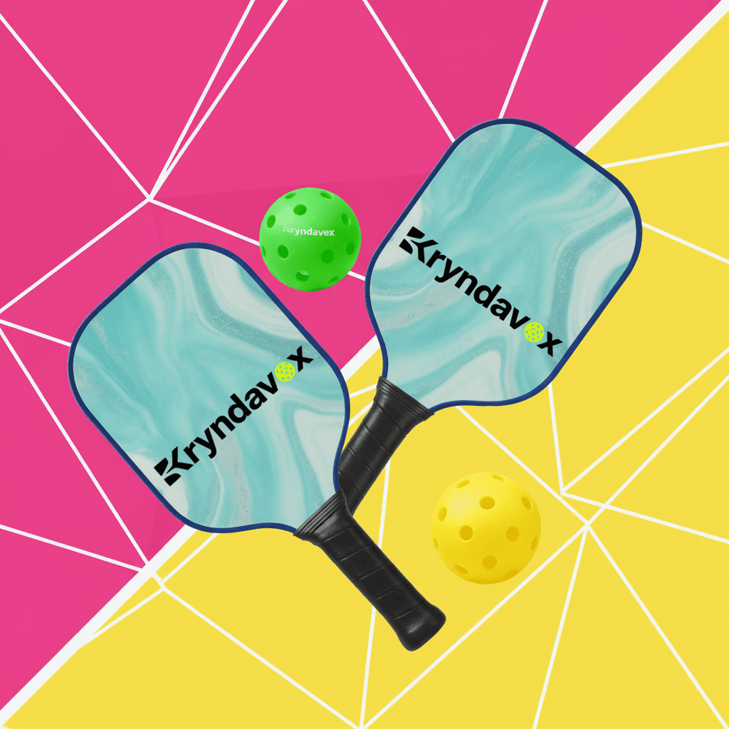 Kryndavox Pickleball Paddle Set, Lightweight Carbon Fiber Racket with Carry Bag and Balls (Blue, 1 Pack) 9o6n8
