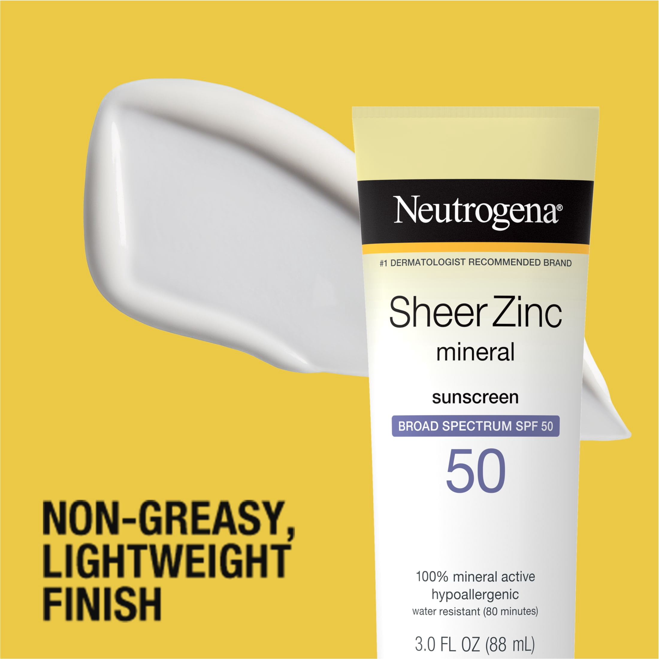 Neutrogena Sheer Zinc Dry-Touch Mineral Sunscreen Lotion with Broad Spectrum SPF 50 (3 fl oz) lwwjz