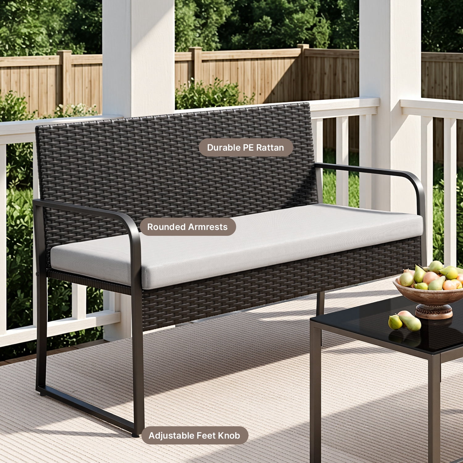 Aiho 4-Piece Patio Furniture Set All-Weather Steel Outdoor Seating with Tempered Glass Coffee Table (Dark Grey, 4-Piece) yiqm9