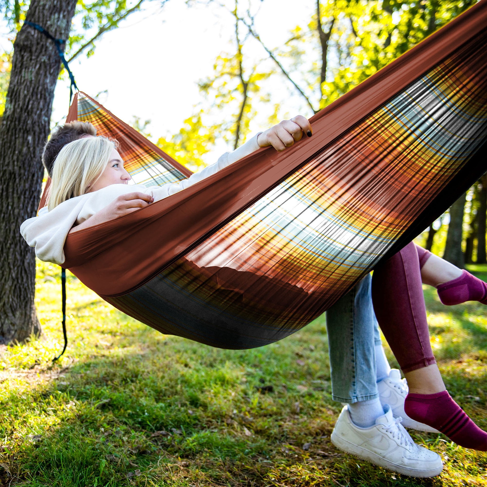 EQUIP 2P Travel Hammock Lightweight Portable Camping Gear (Sunset Lines, 124 in x 77 in) agbjx