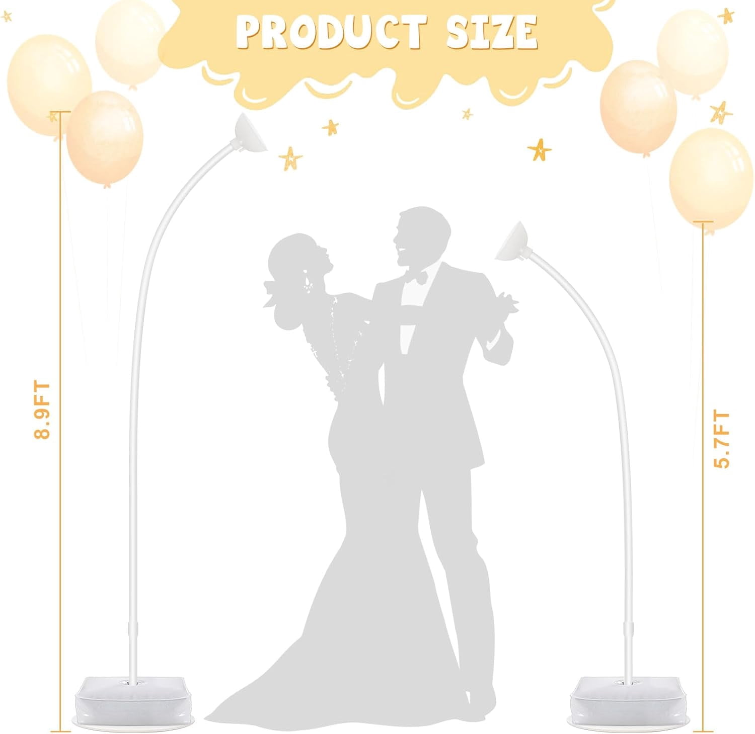 Chamvis Balloon Arch Stand Kit, Adjustable Wedding Backdrop Frame for Parties (White, 8.2 ft & 5 ft) 4j9bi