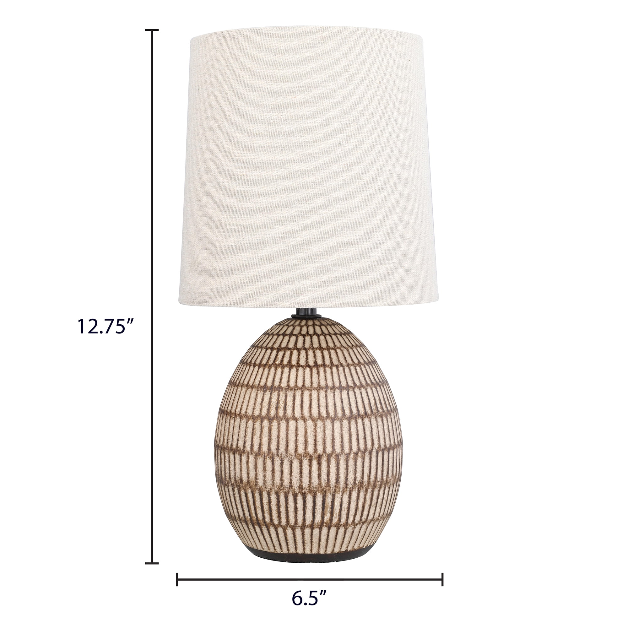 Simple Home Bohemian Ceramic Table Lamp, Carved Accent Light with Fabric Shade (Beige, 12.75 in) h3kg7