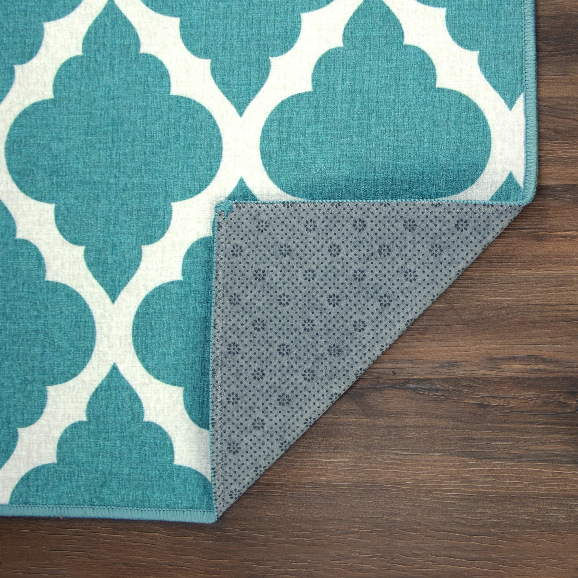 My Magic Carpet Moroccan Trellis Area Rug, Machine Washable Non-Slip Kitchen Entryway Mat (Teal, 3 ft x 5 ft) uqa3d