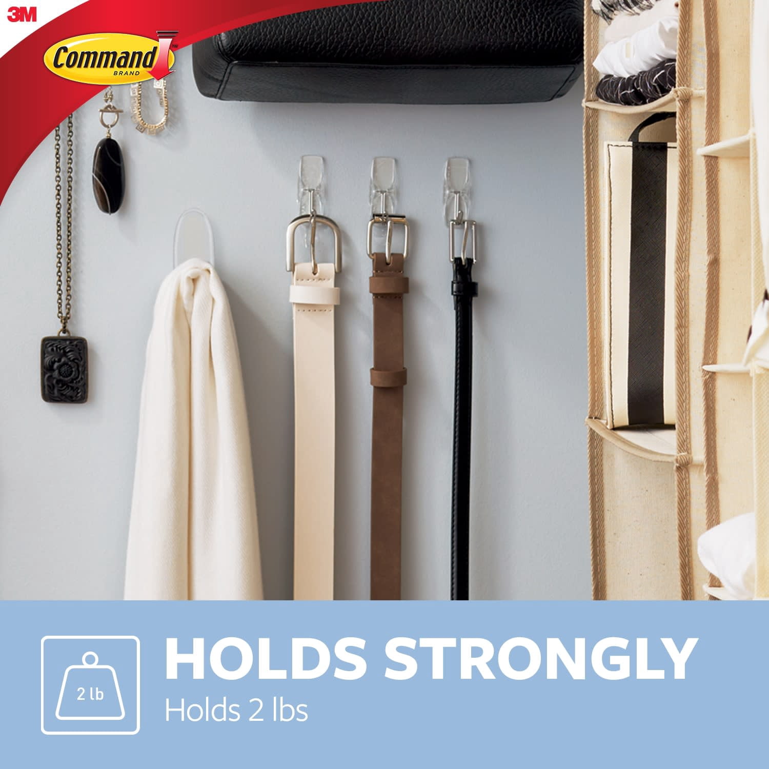 Command Wire Toggle Hooks, Damage-Free Adhesive Wall Hooks for Organization, Clear, Medium (3 Pack, 2 Hooks per Pack) yrao4
