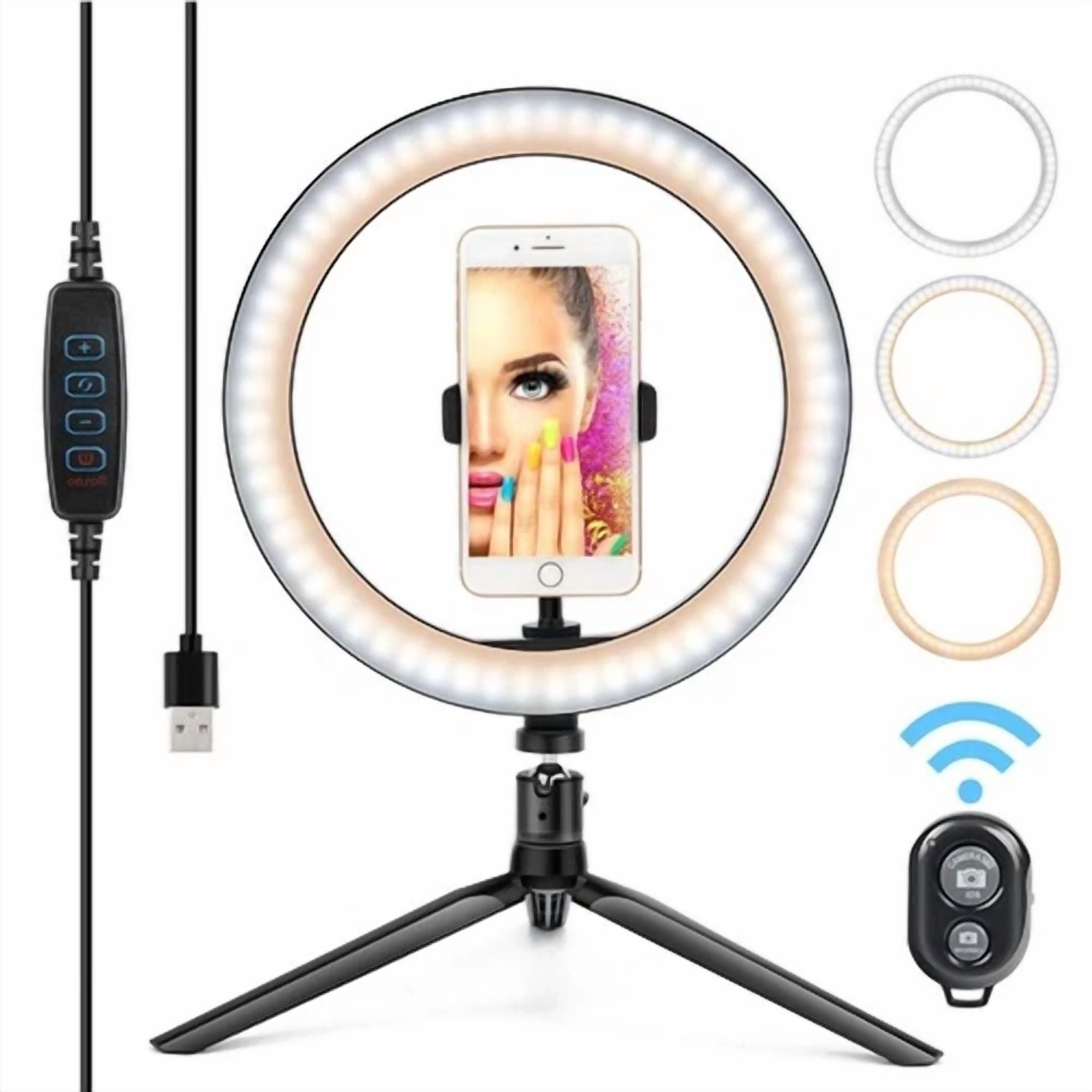 Rhea 10 in LED Ring Light with Tripod Stand and Remote (3 Light Modes) fr4wi