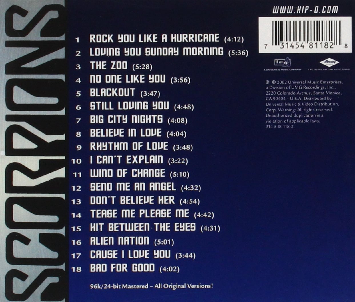 Hip-O Records Scorpions Bad For Good The Very Best Of Scorpions Audio CD (Standard Edition) 5e8bn