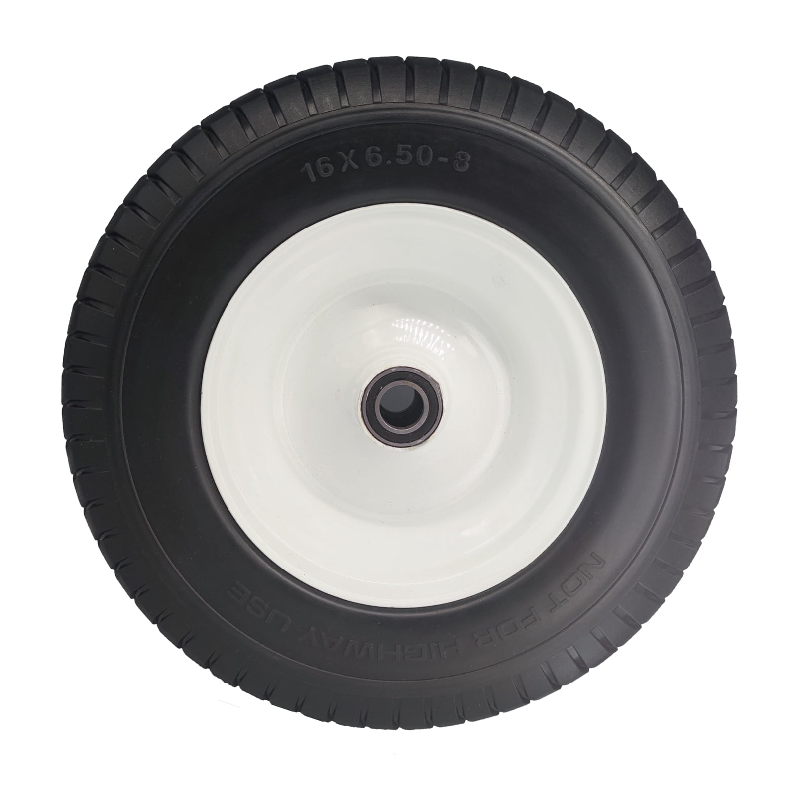 Ogracwheel 16x6.50-8 Flat Free Lawn Tractor Tire Set, Heavy-Duty Solid Rubber Replacement for Garden Mowers (Black, 2 Pack) 3q16f