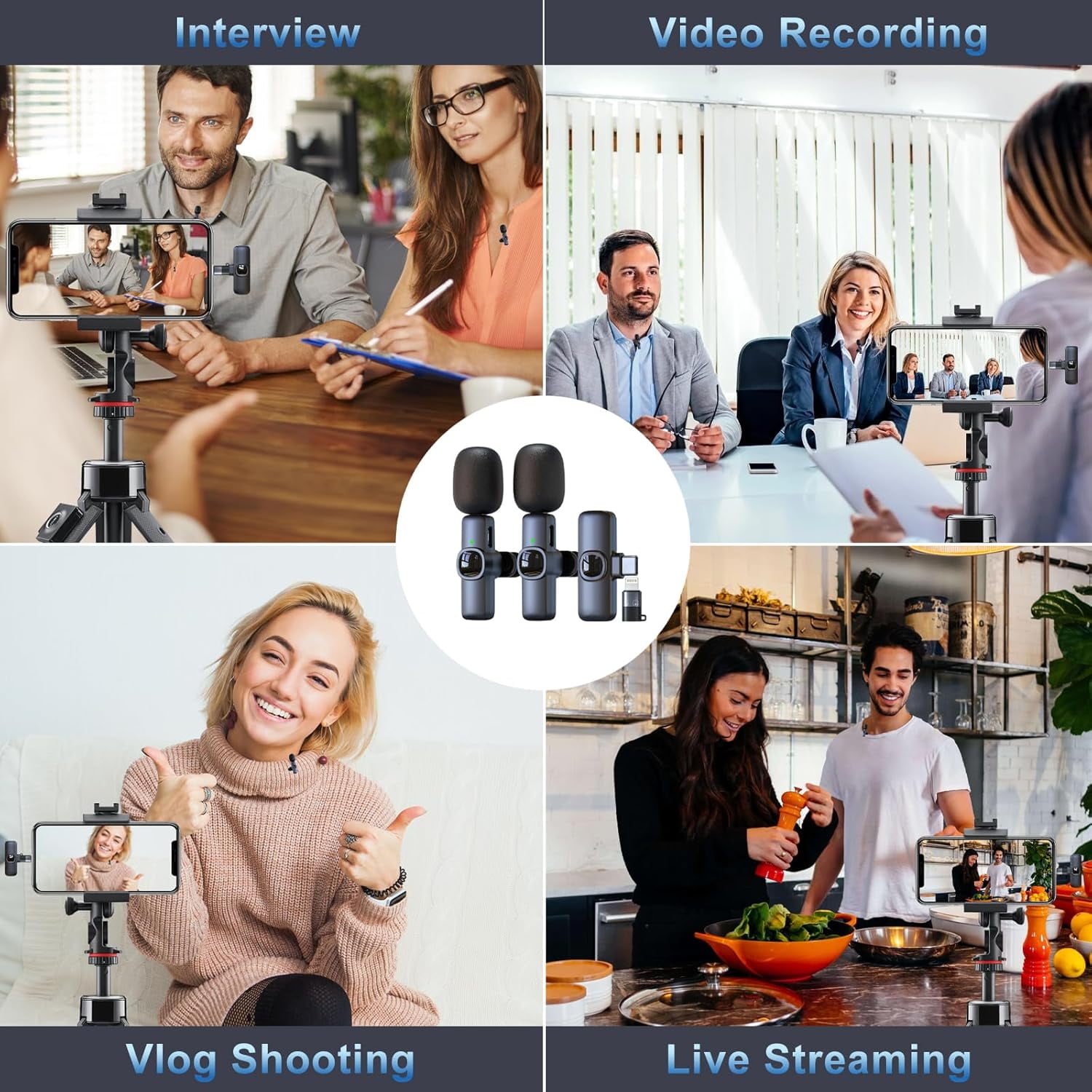XINNIUT Wireless Lavalier Microphone System with Noise Cancellation (Black, 2-Pack) 57jjw