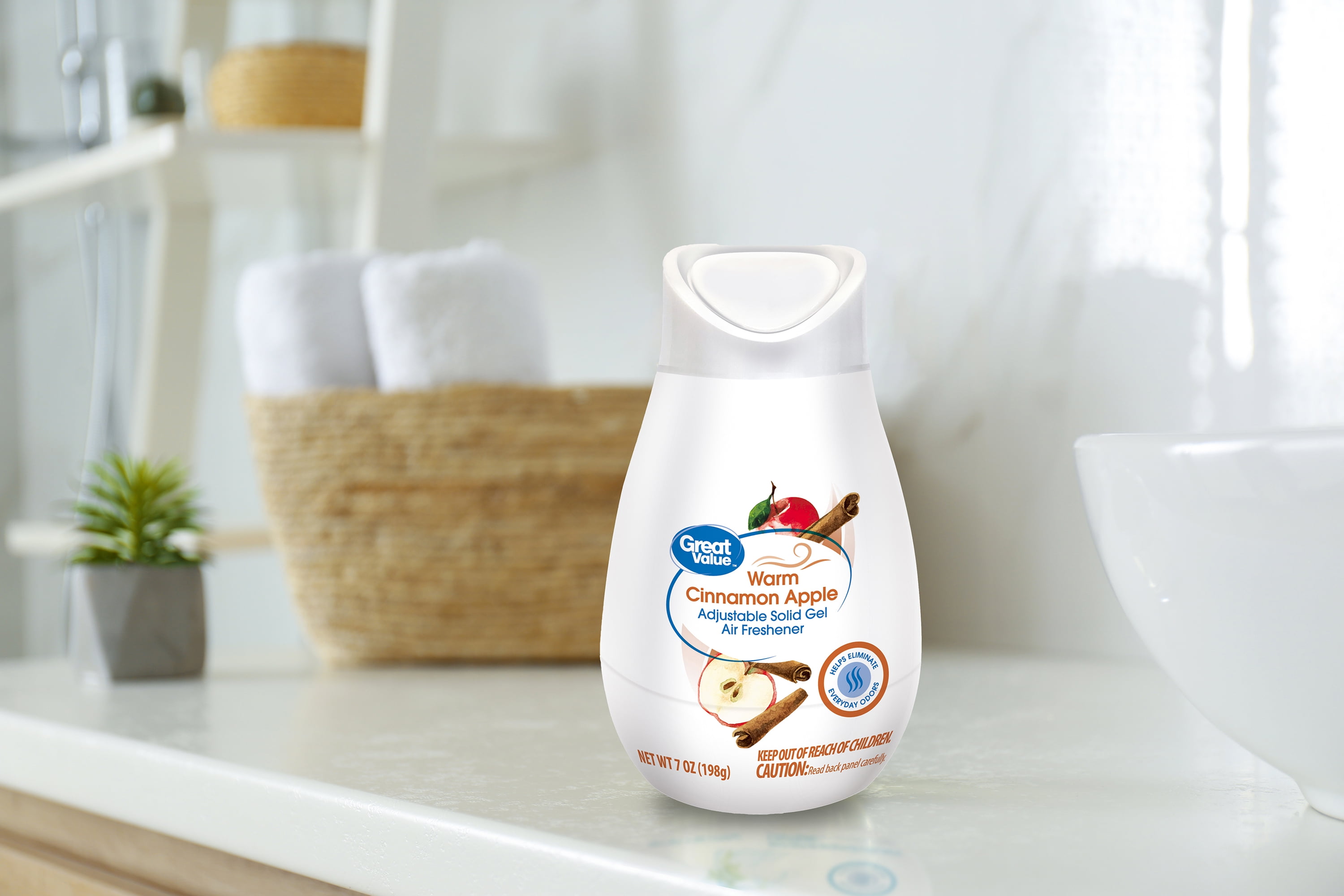Great Value Adjustable Solid Gel Air Freshener, Warm Cinnamon Apple Scent, Long-lasting Odor Neutralizer (7 oz) odg8c