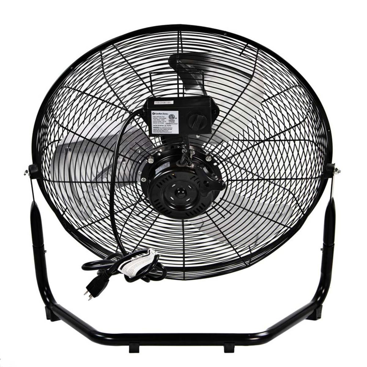 Comfort Zone 20 in High-Velocity 3-Speed Cradle Floor Fan with Adjustable Tilt (Black, 20 in) qteov