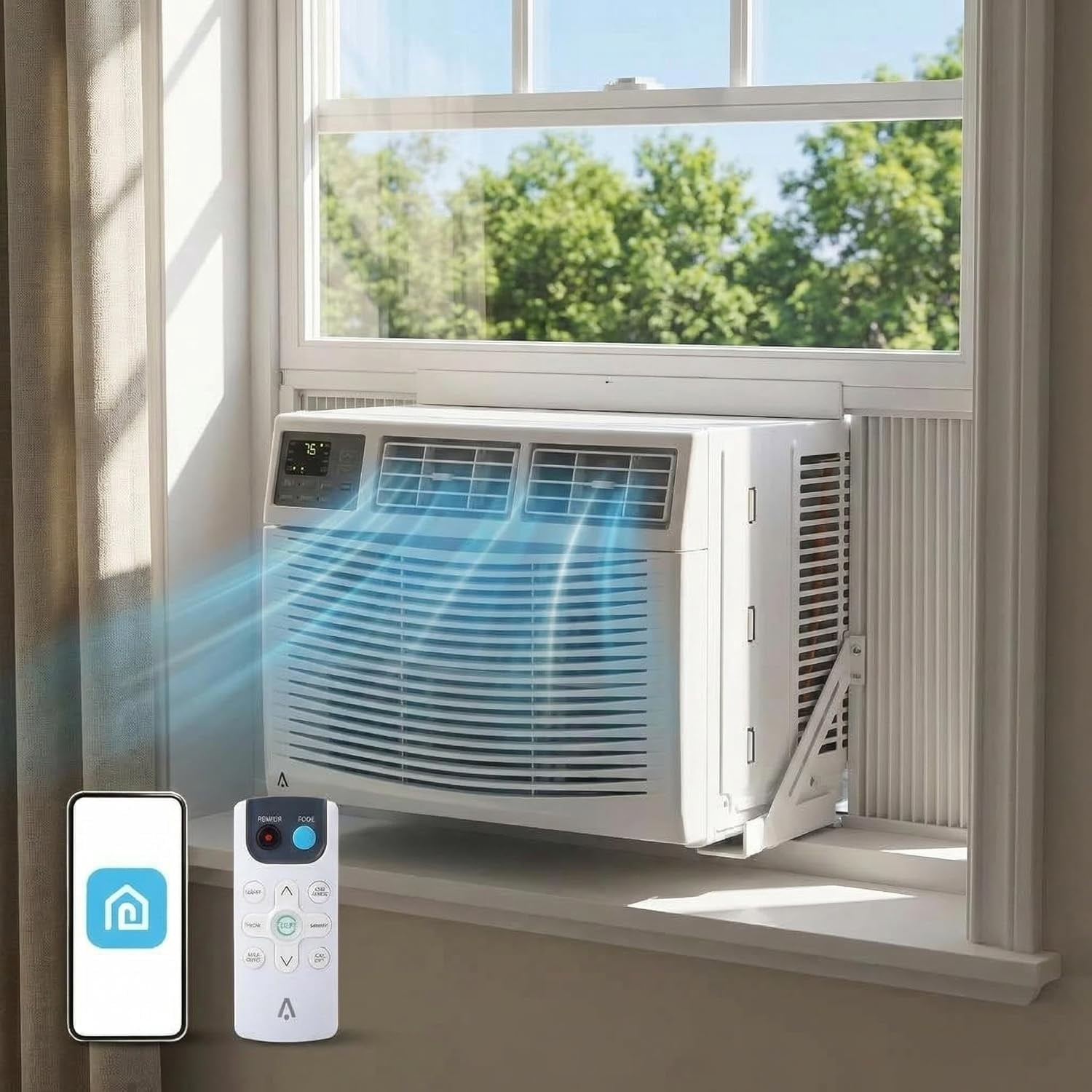 PIONEERWORKS 12000 BTU Window Air Conditioner, Smart WiFi AC Unit for Rooms Up to 550 Sq. Ft. (White, 12000 BTU) y2uki