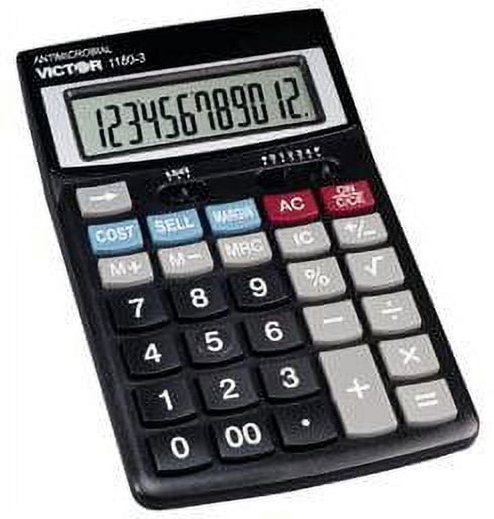 Victor Technologies 12-Digit Desktop Calculator with Adjustable Angle LCD Display (Black, 1 Count) y8061