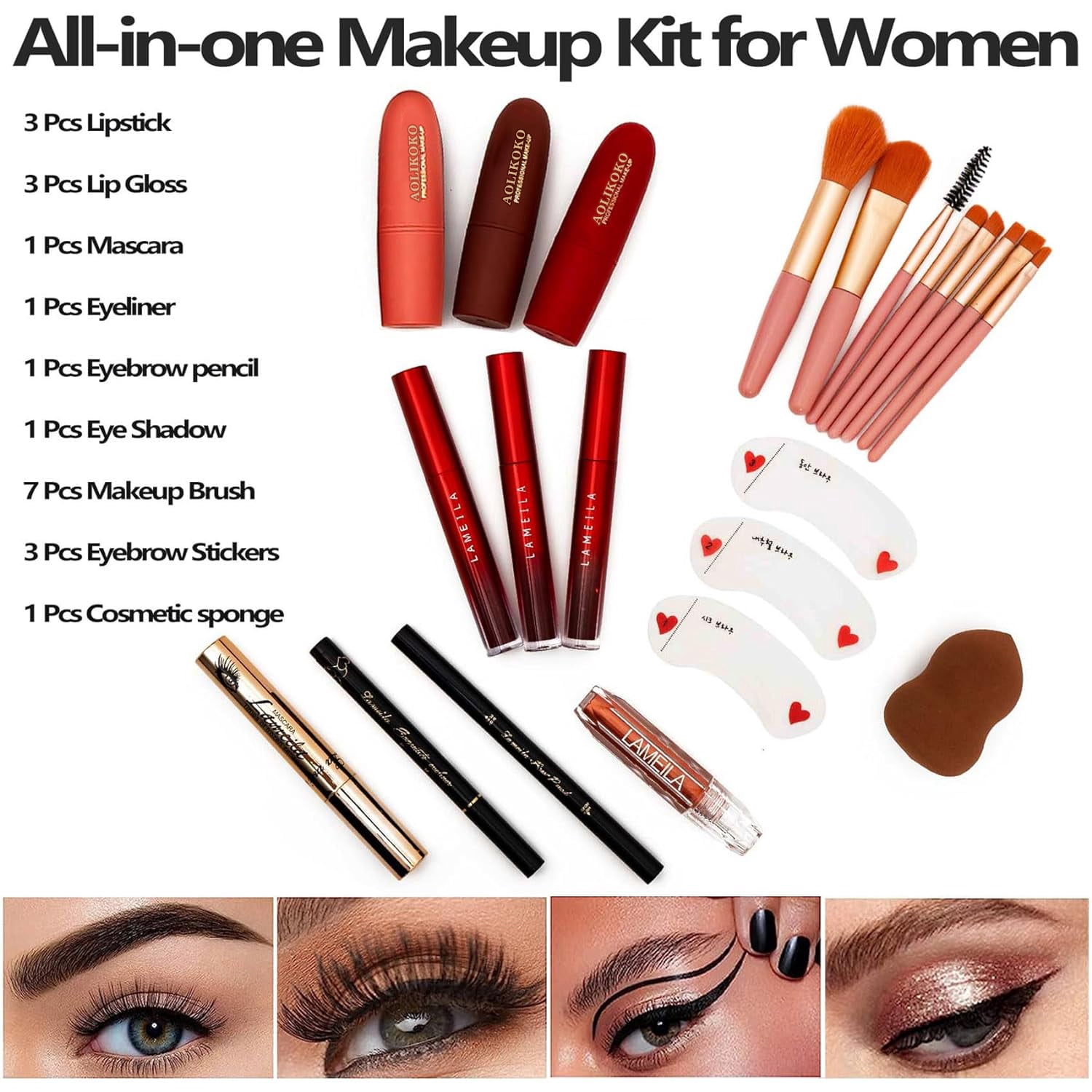 AOLIKOKO 190-Color Professional Makeup Kit (All-in-One Cosmetic Set with Eyeshadow, Lipstick, and Brushes, Multi-Color) vl7ty
