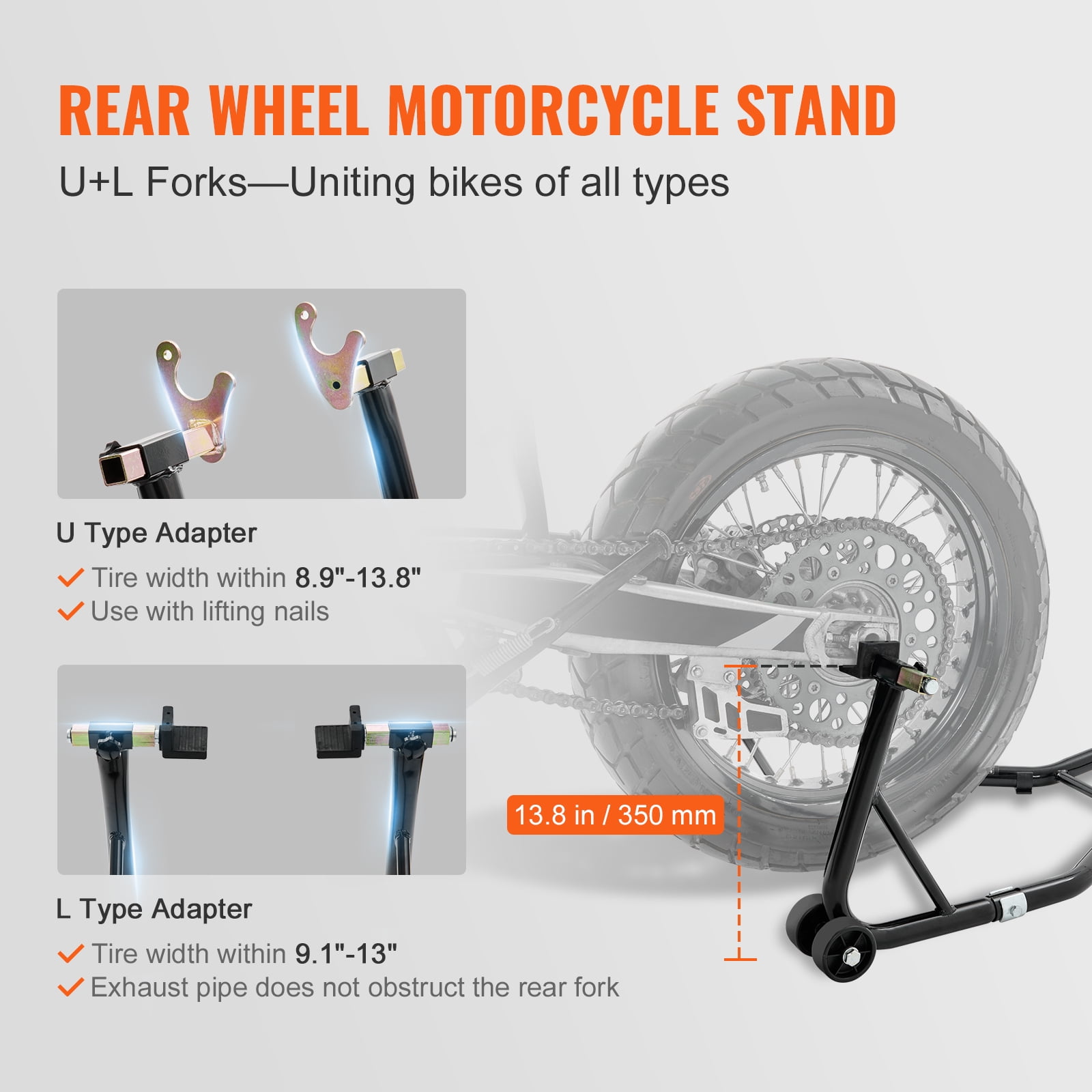 KFFKFF Motorcycle Front and Rear Paddock Stand Lift Set (Black, 850 lb Capacity) yl4aw