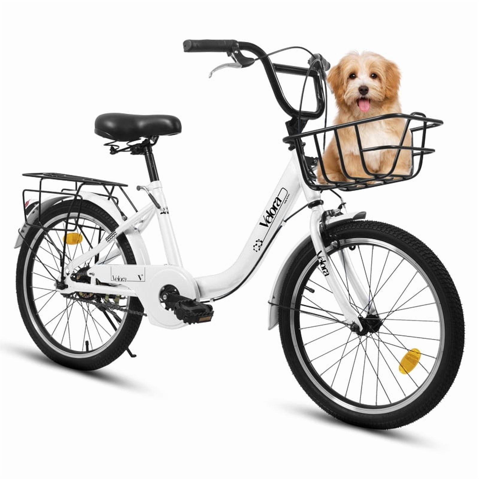 Gundir 20 Inch Kids Bicycle, Lightweight Steel Frame with Dual Braking System and Rear Rack (White, 20 in) ggwd9